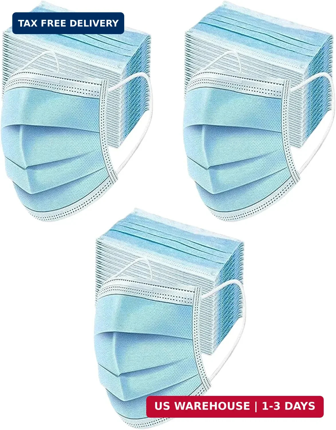 HealthSmart Disposable 3 Layer Face Mask with Ear Loops for Single Use, 50 Count