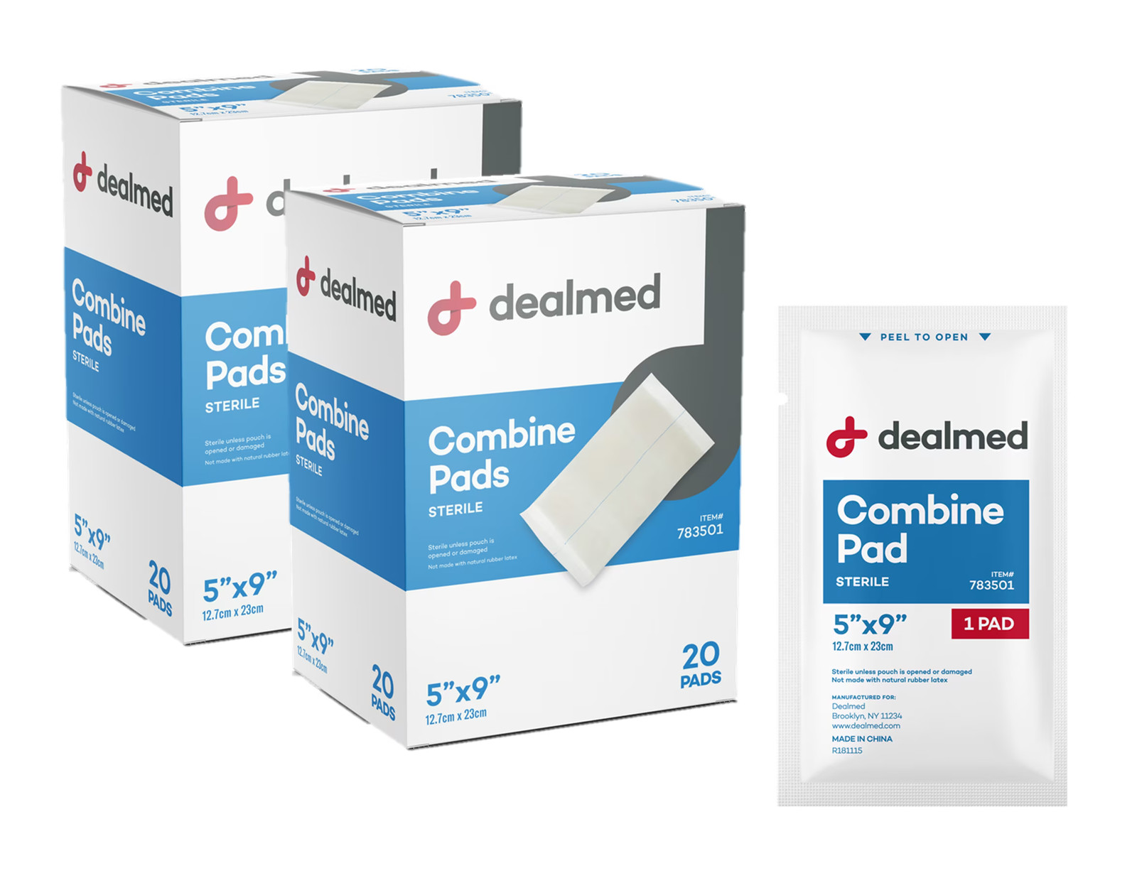 Dealmed Abdominal Combine Pads | Individually Wrapped, Absorbent, Latex-Free, No