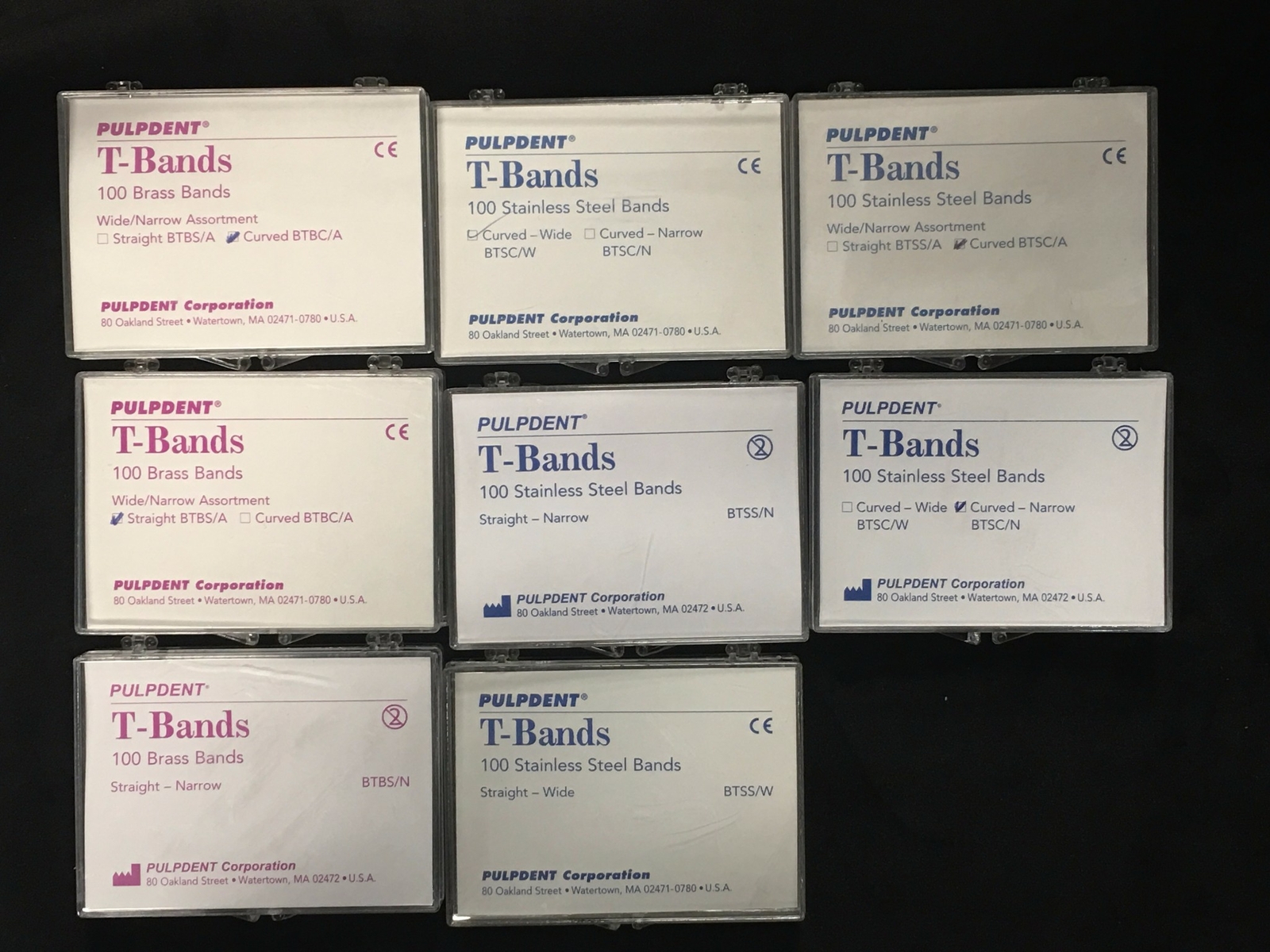 3 x Dental T-Band Stainless Steel Bands Straight Wide 100/pkg #BTSS/W