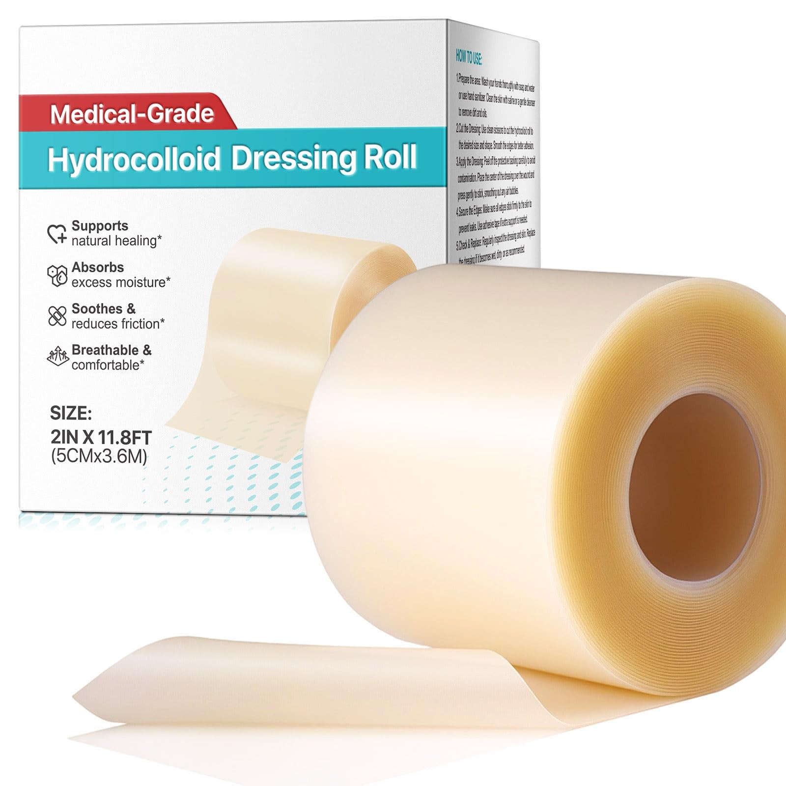 Medical Grade Hydrocolloid Roll (2in x 12ft) – 2in*12ft, Clear