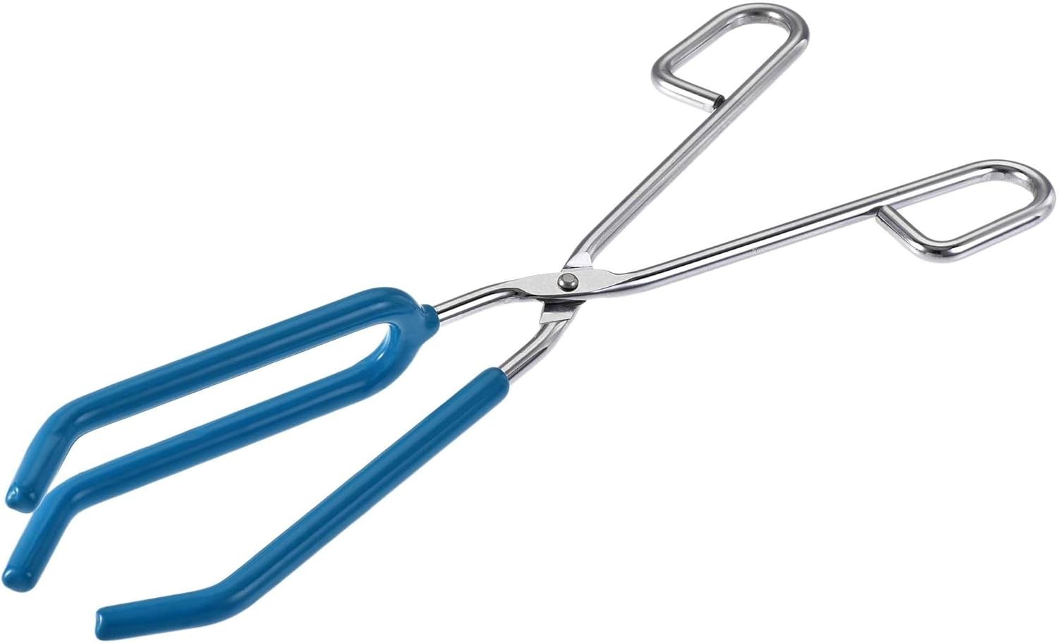 uxcell Lab Beaker Tongs 3 Prongs Stainless Steel 11.81-inch Opens Blue,Silver