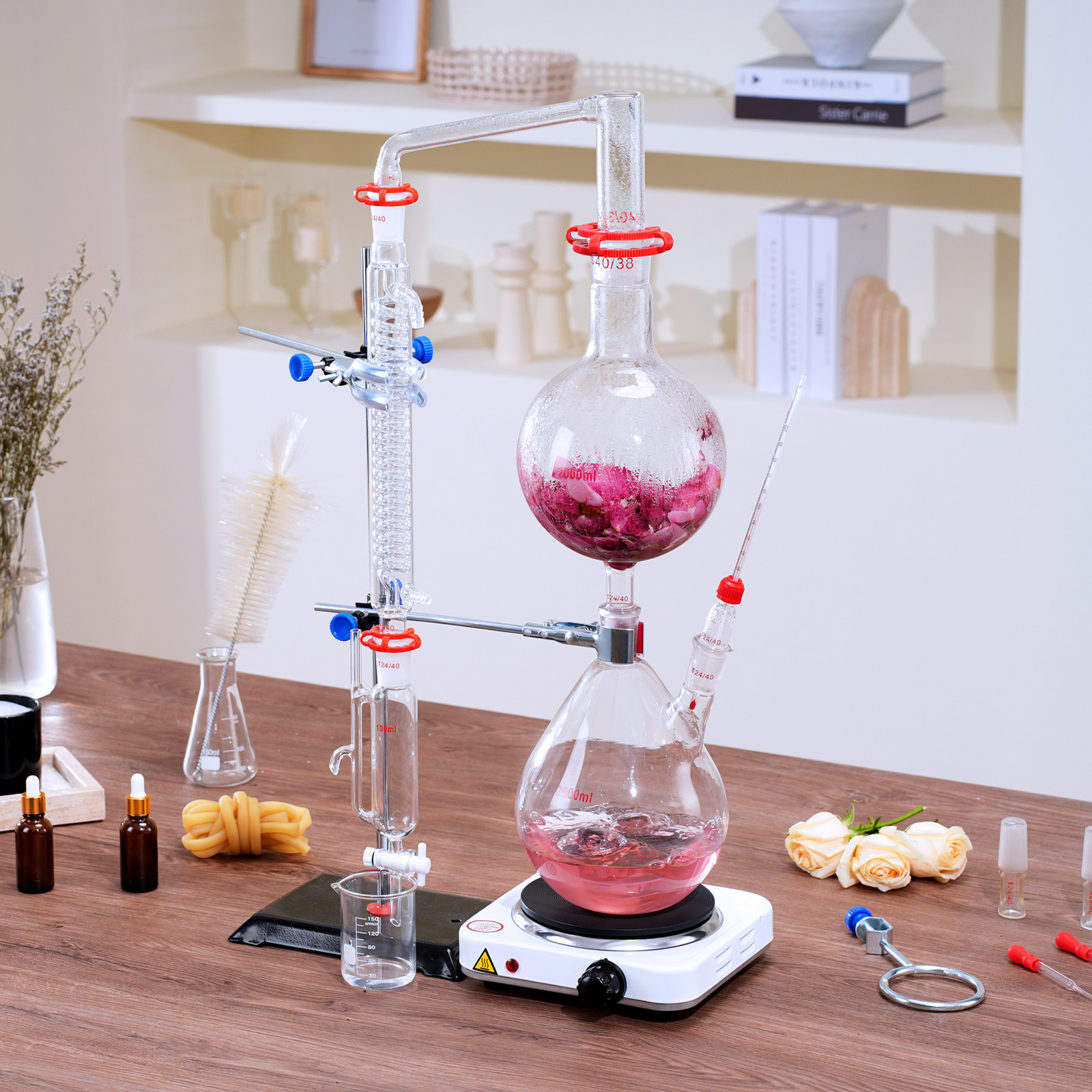 VEVOR 2L Essential Oil Steam Distillation Kit Distillation Apparatus 28 pcs Set