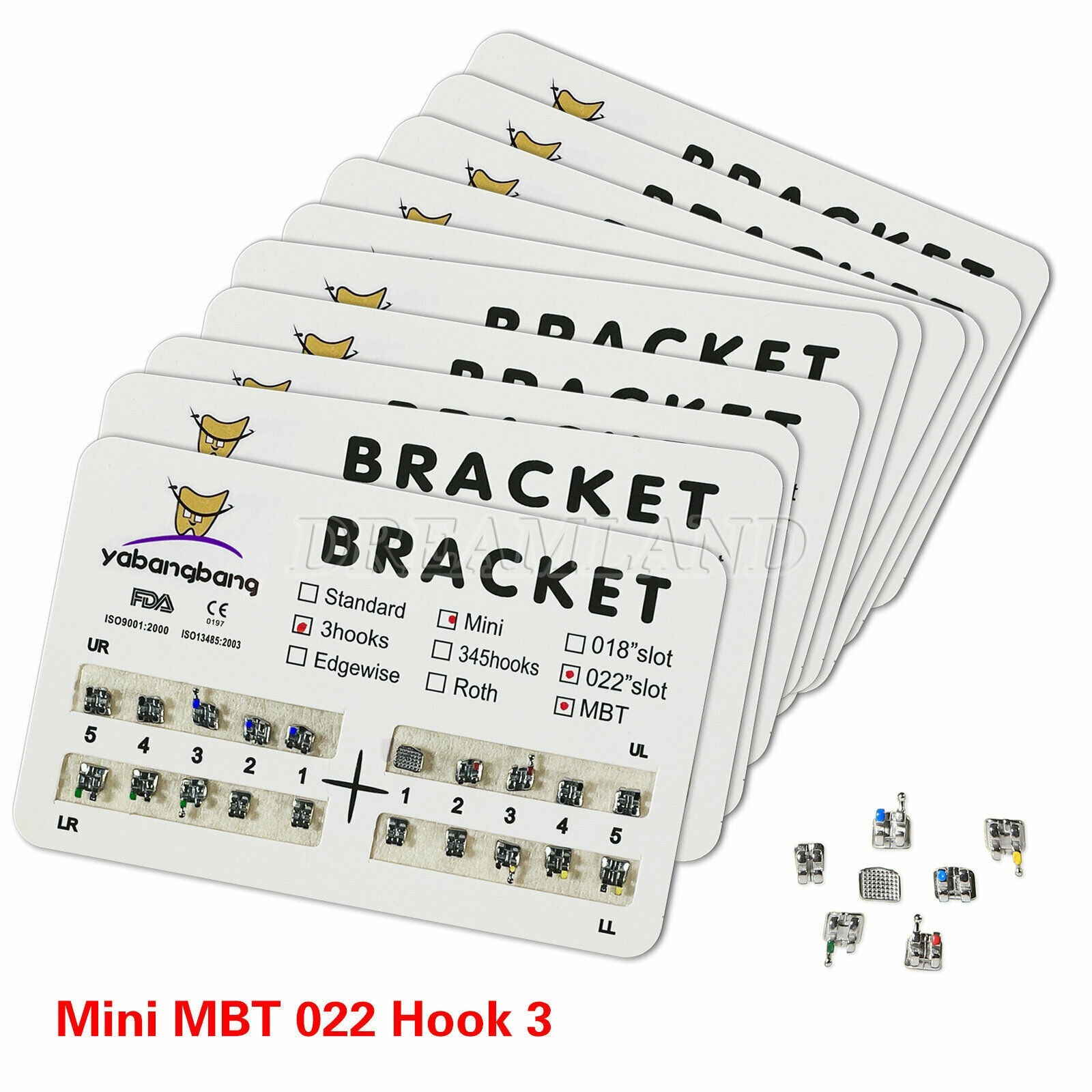 Dental Metal Brackets braces Mini/Standard MBT/Roth 022/018 Hooks 3/345