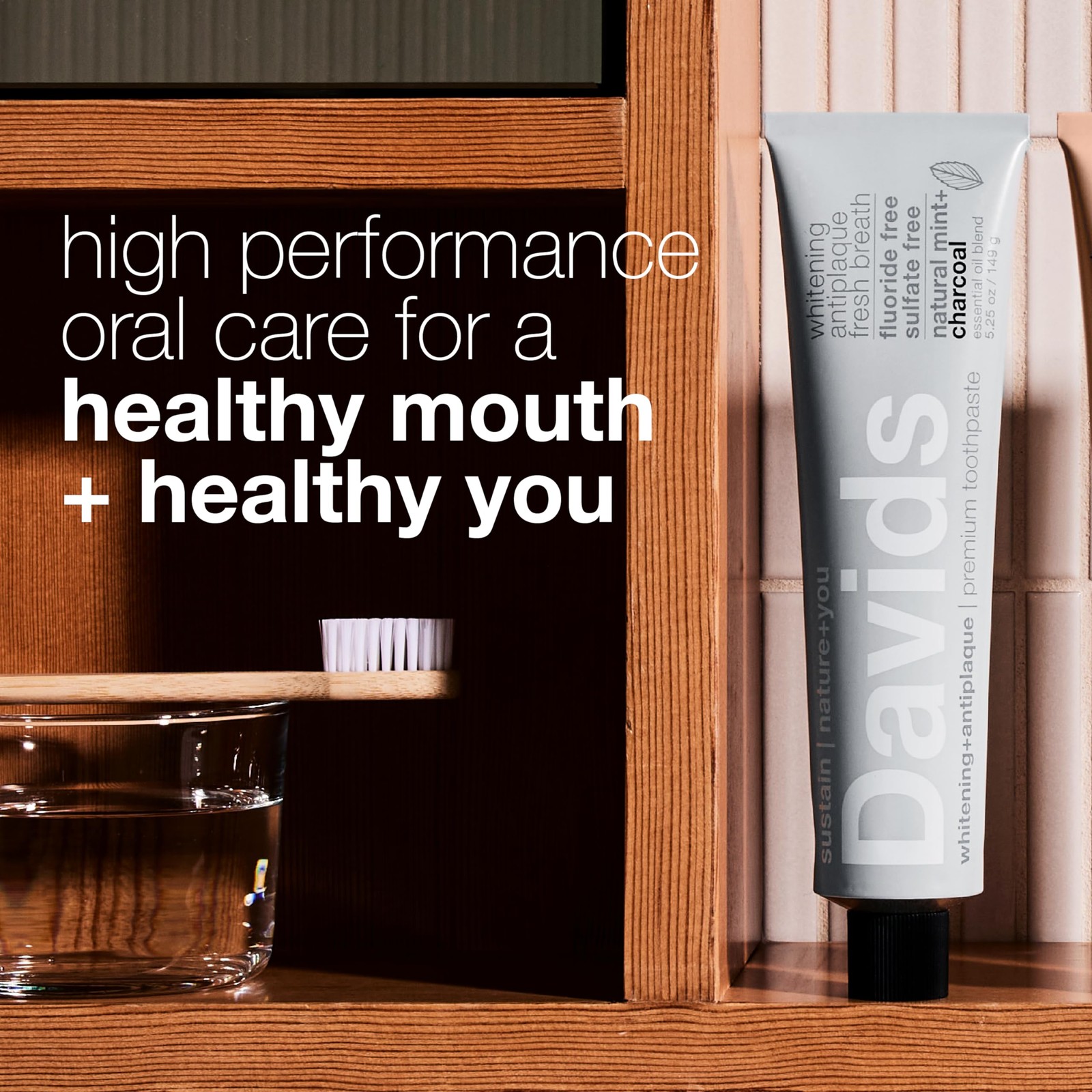 Davids Charcoal Toothpaste for Enhanced Teeth 5.25 Ounce (Pack of 1), Gray