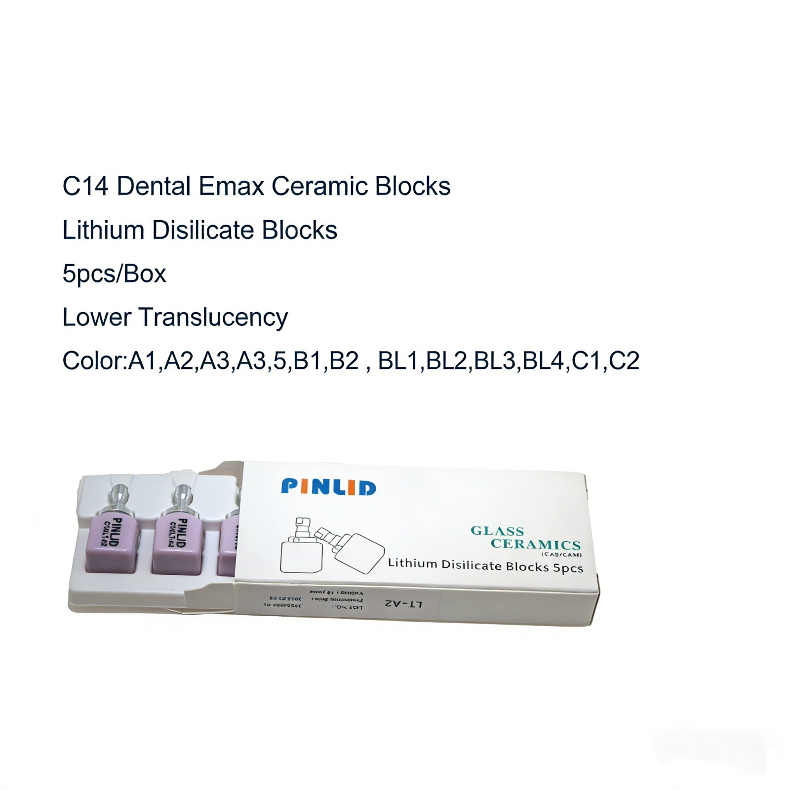 5pcs/Box Dental C14 Emax CAD glass Ceramic Lithium Disilicate Blocks CEREC Inlab