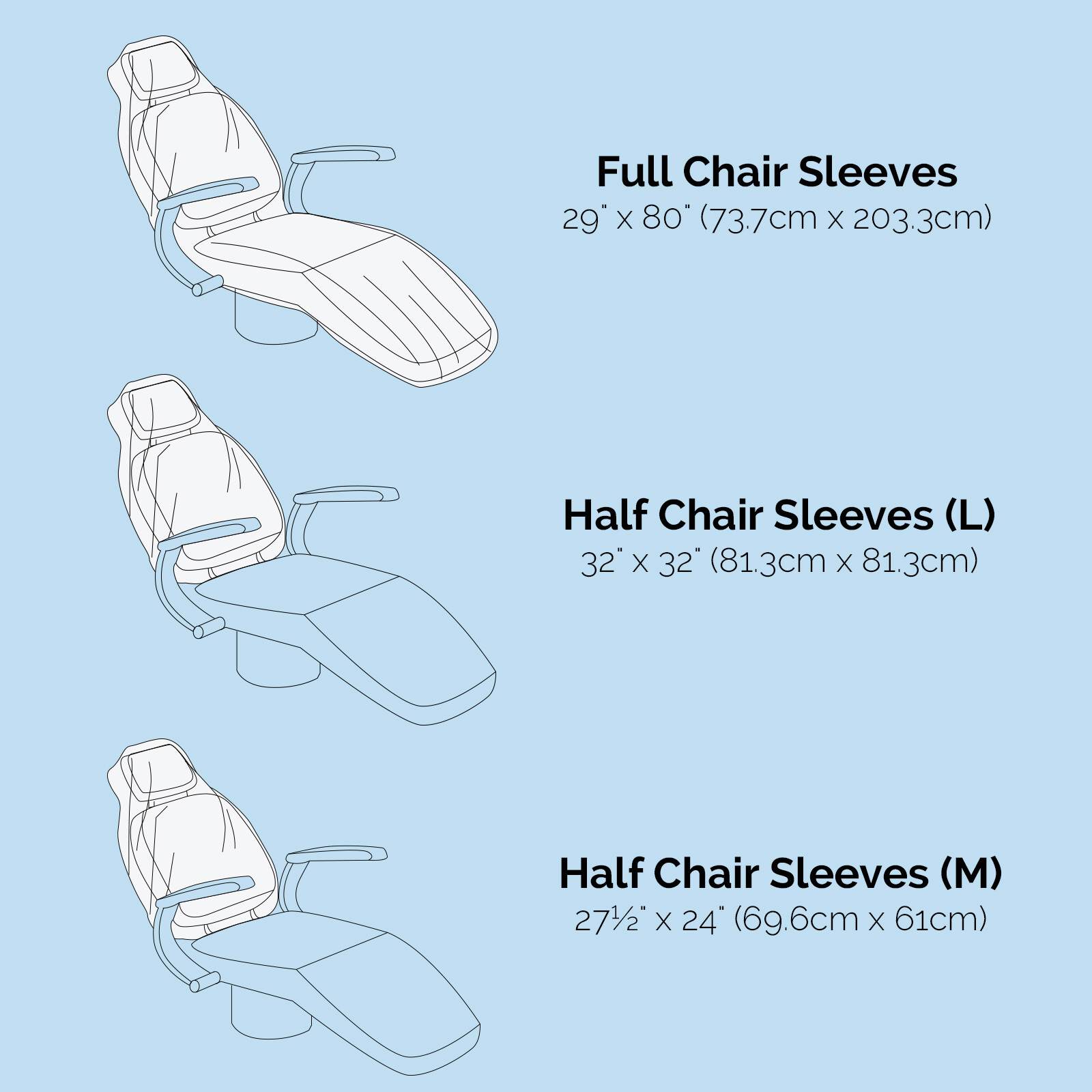 225PCS Dental Unit Half Chair Sleeves Disposable PE Cover Clear Medium 27.5″x24″