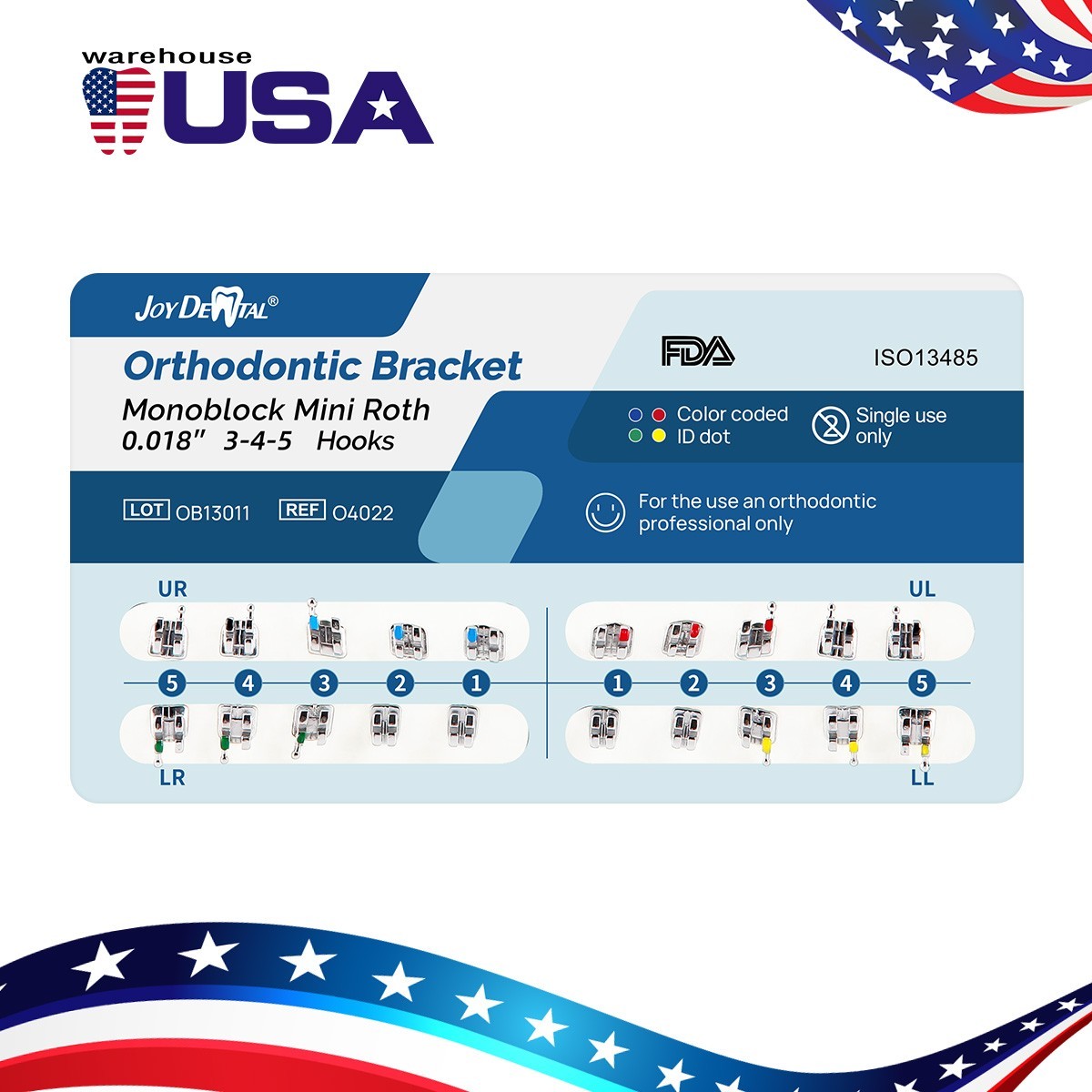 Dental Orthodontic MIM Monoblock Bracket Braces Mini Roth/MBT 022/018 Hooks 345