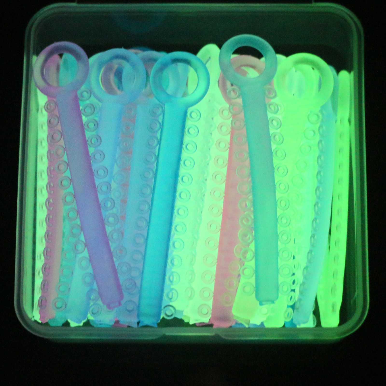 1040 Pcs Dental Orthodontic Ligature Tie Elastic Rubber Band 5 Colors Night Glow