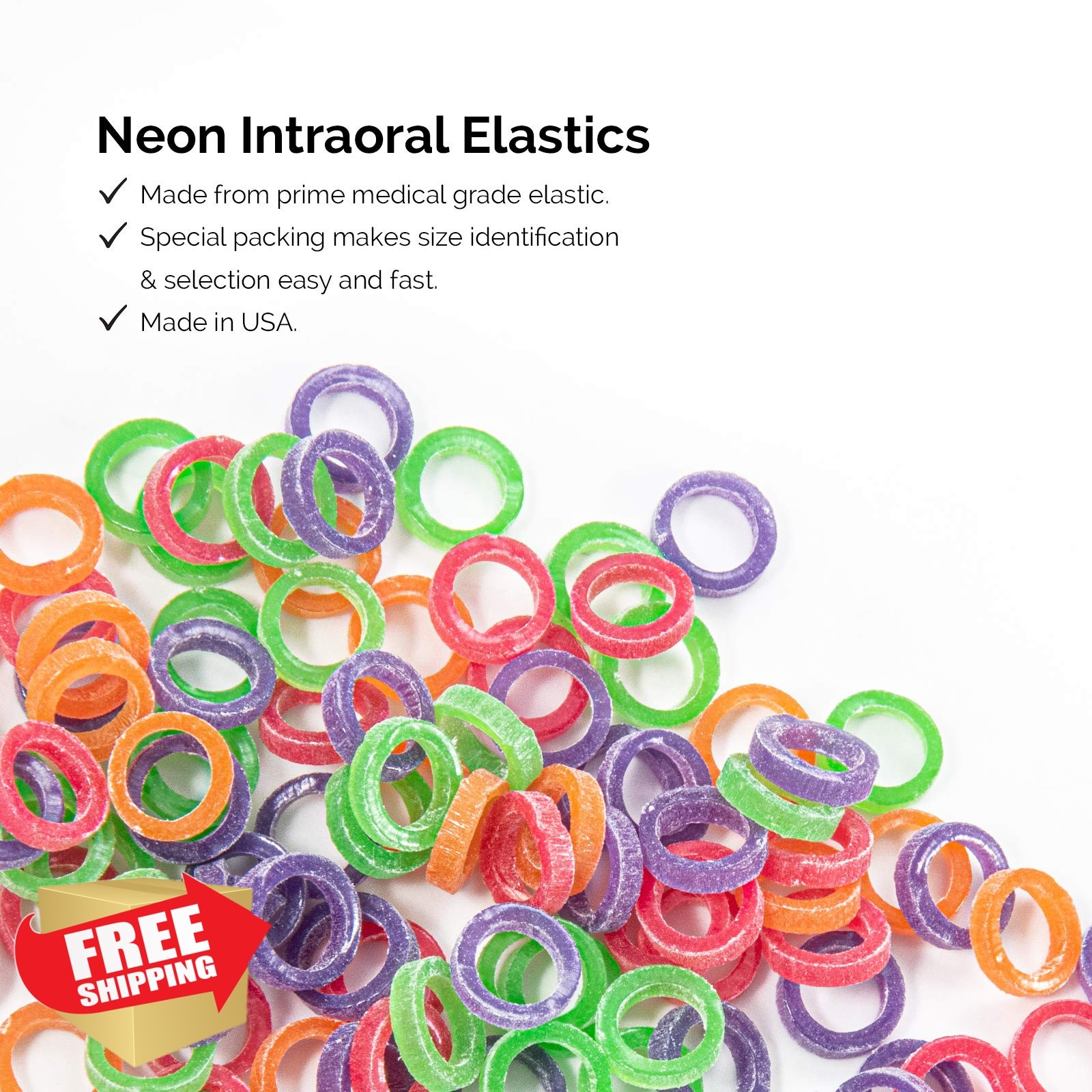 JMU 3/8 Medium Neon Orthodontic Rubber Bands