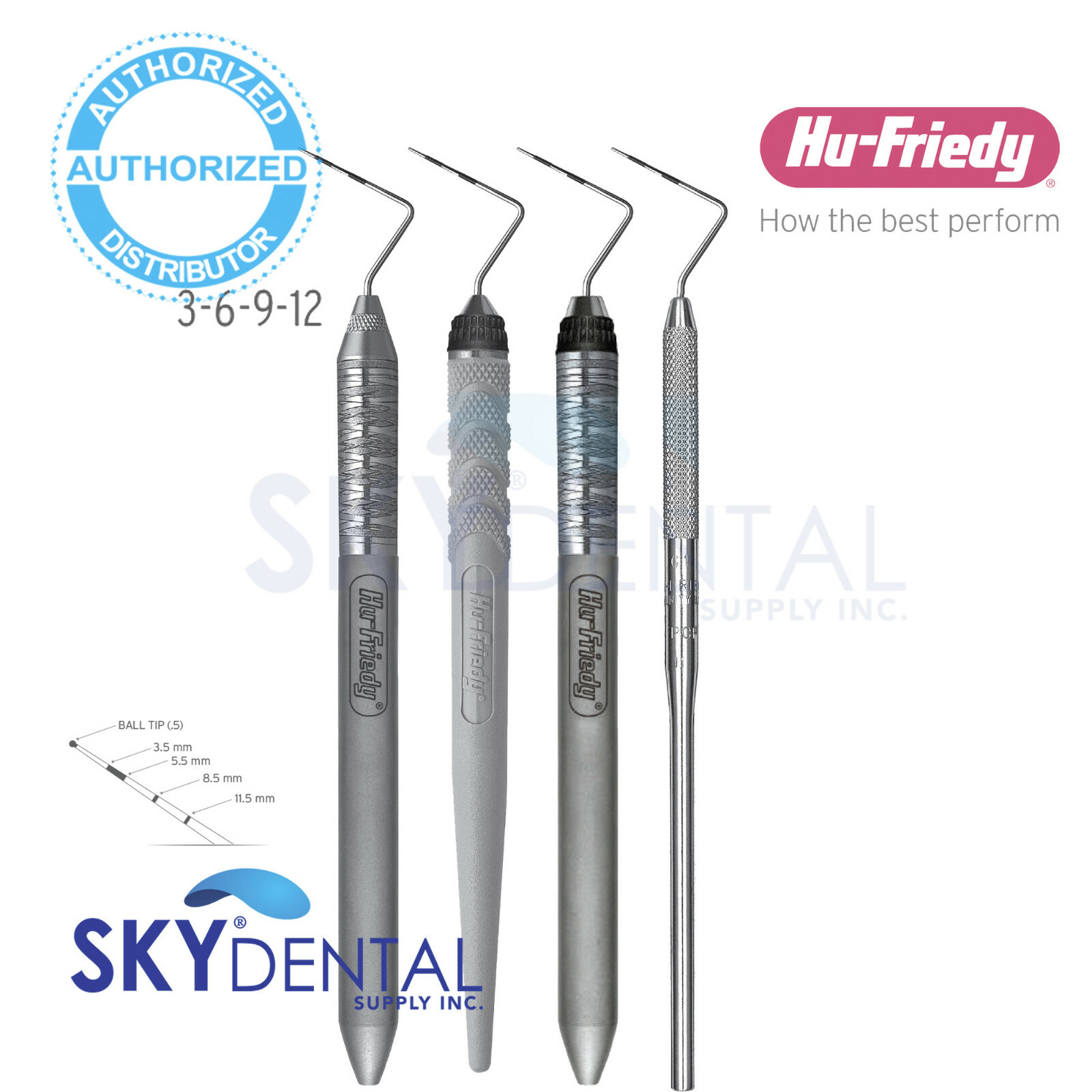 Hu-Friedy Single ended CP-12 Color Coded Probe PCP12, PCP126, PCP127, PCP128