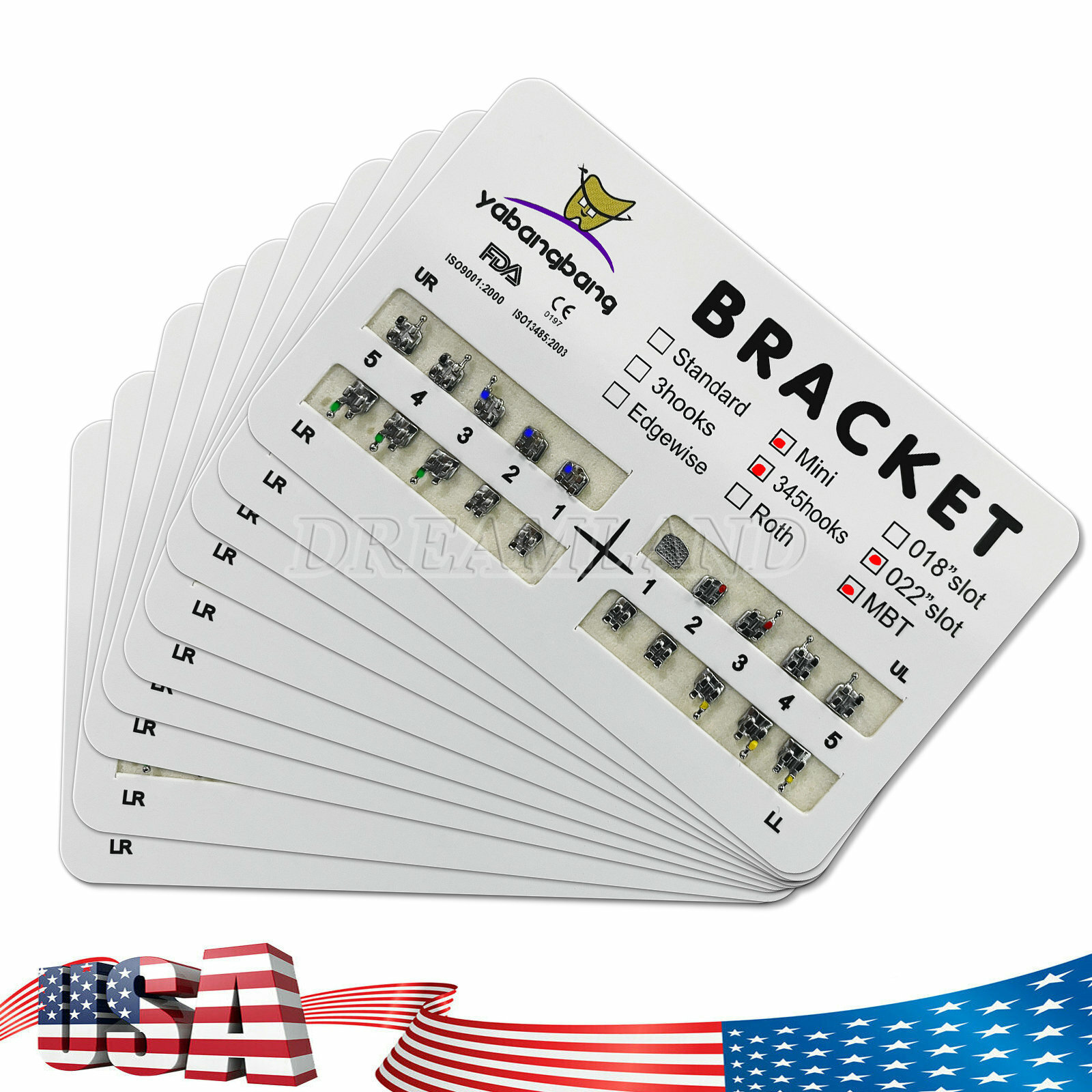 Dental Ortho Brackets Braces Mini/Standard MBT/Roth 022/018 Hooks 345
