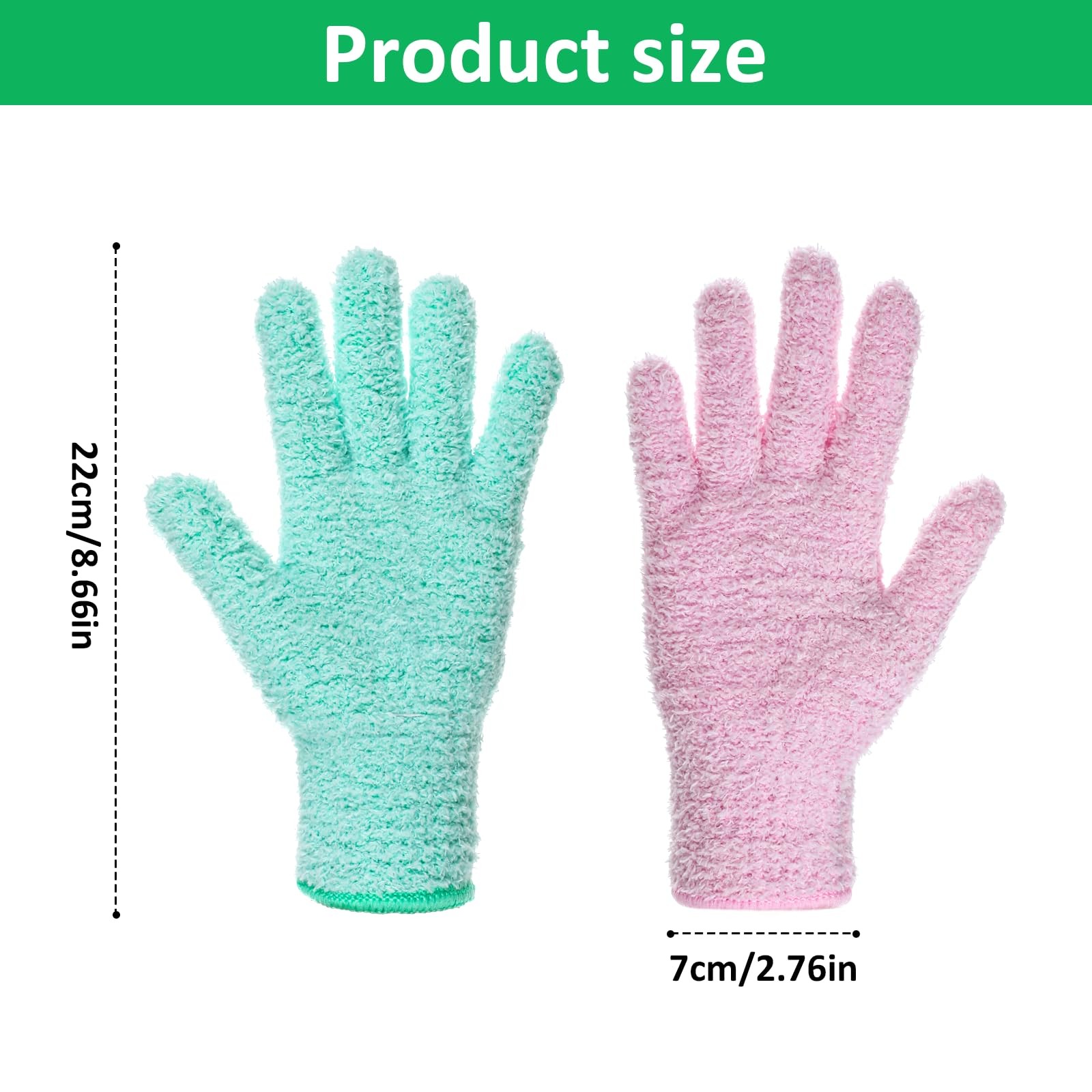 2 Pairs Microfiber Dusting Gloves, Reusable Plant Cleaning GlovesWashable Lea…