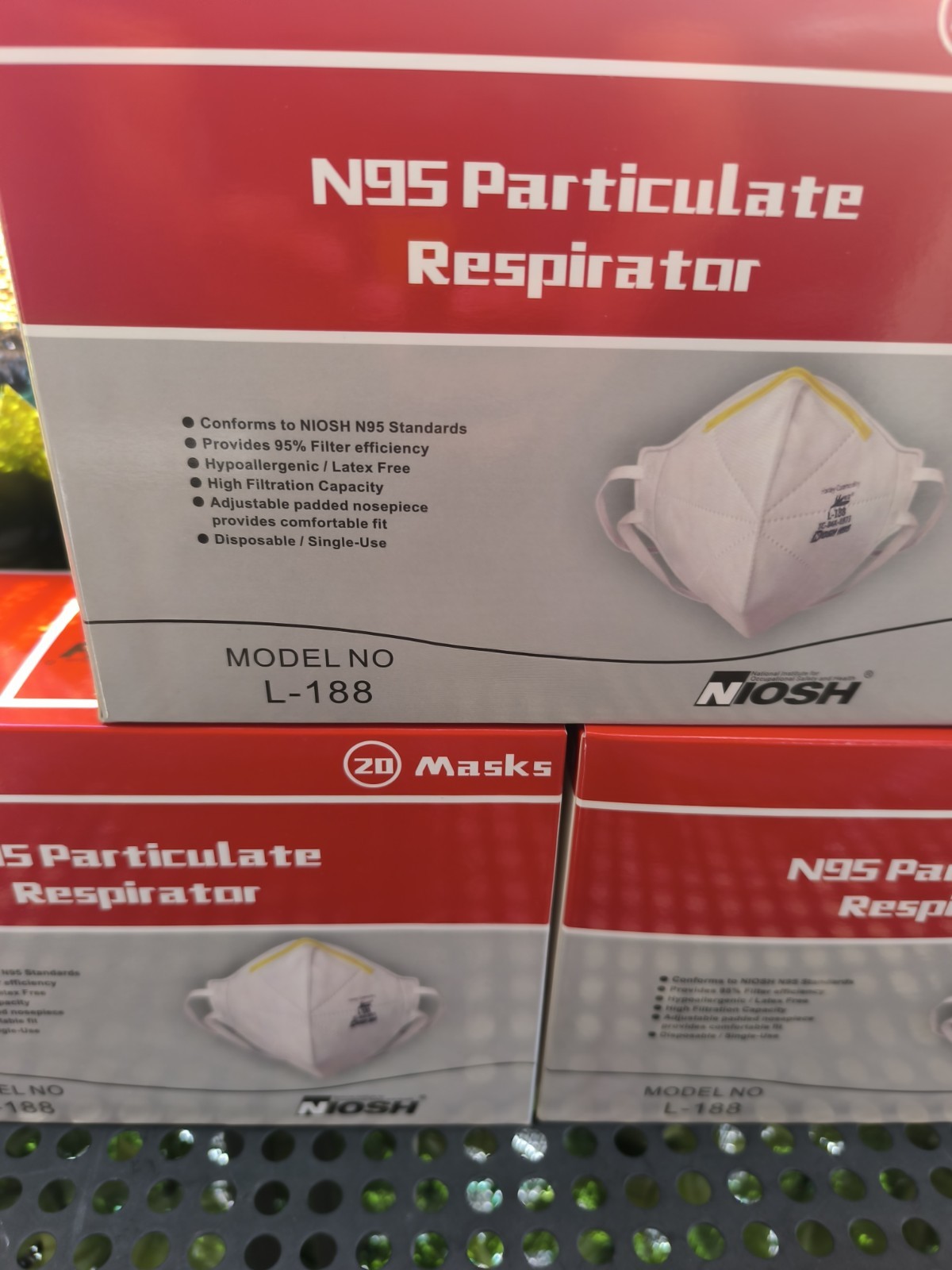 100 U.S. NIOSH Certified N95 L-188 HARLEY COMMODITY Face Mask[5 Boxs Of 20]
