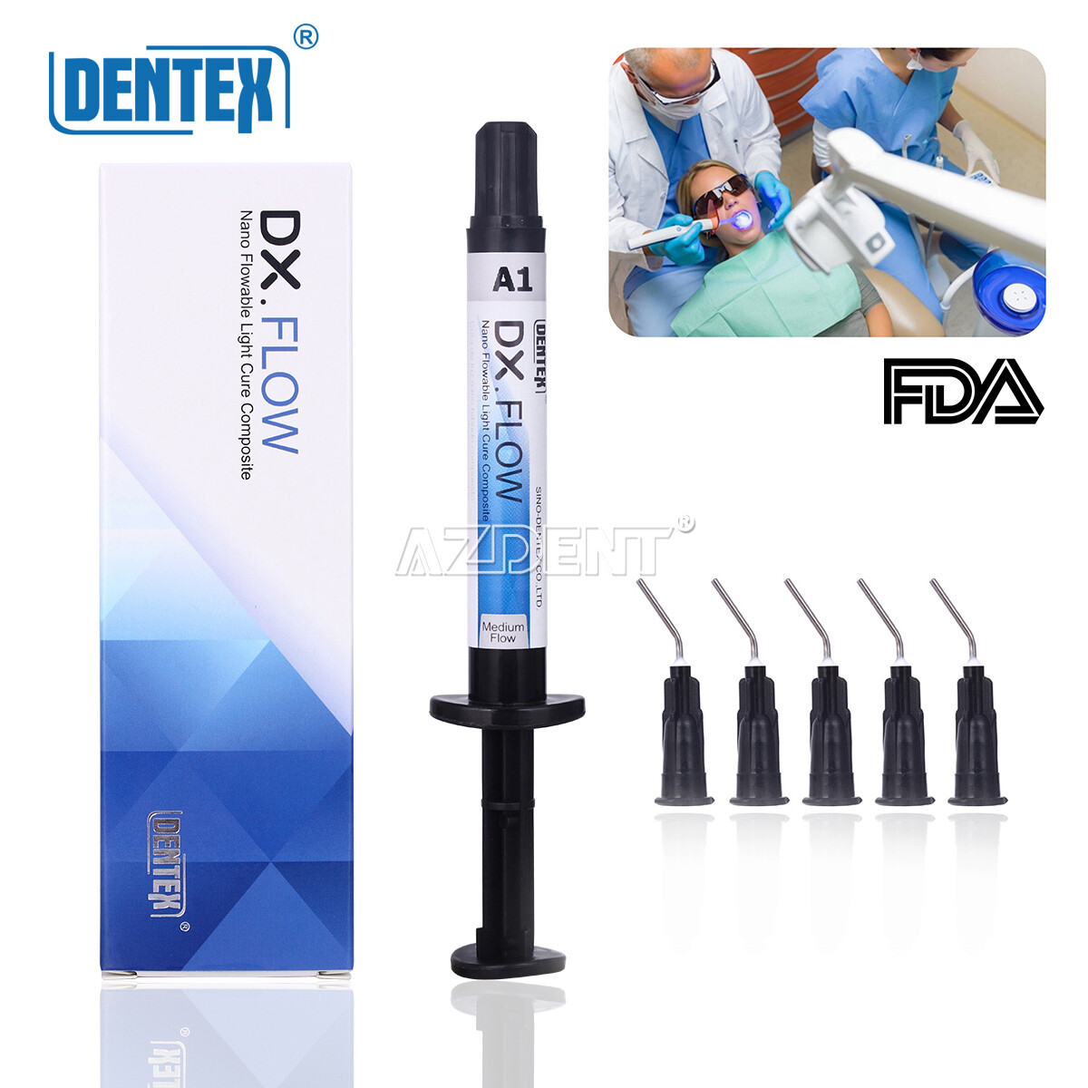 DENTEX Dental Flowable Light Cure Composite Resin Medium Flow A1/A2/A3 Shade