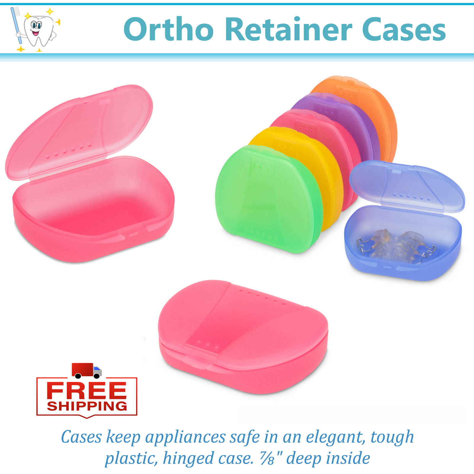 Dental Retainer Box Orthodontic Appliance Guard Snap closure, Up to 200/Case