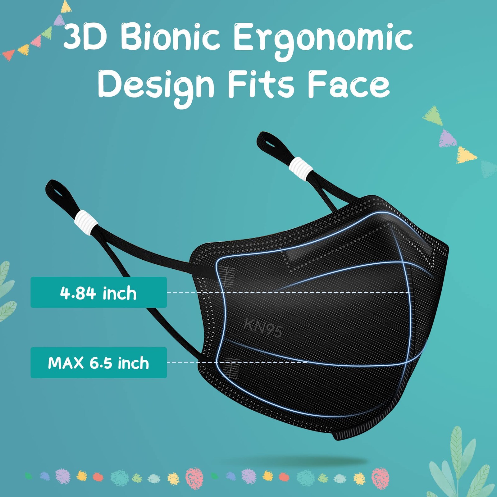 Funight Kids KN95 Masks for Children, 1 Count (Pack of 50), Kid-50 Pack-black