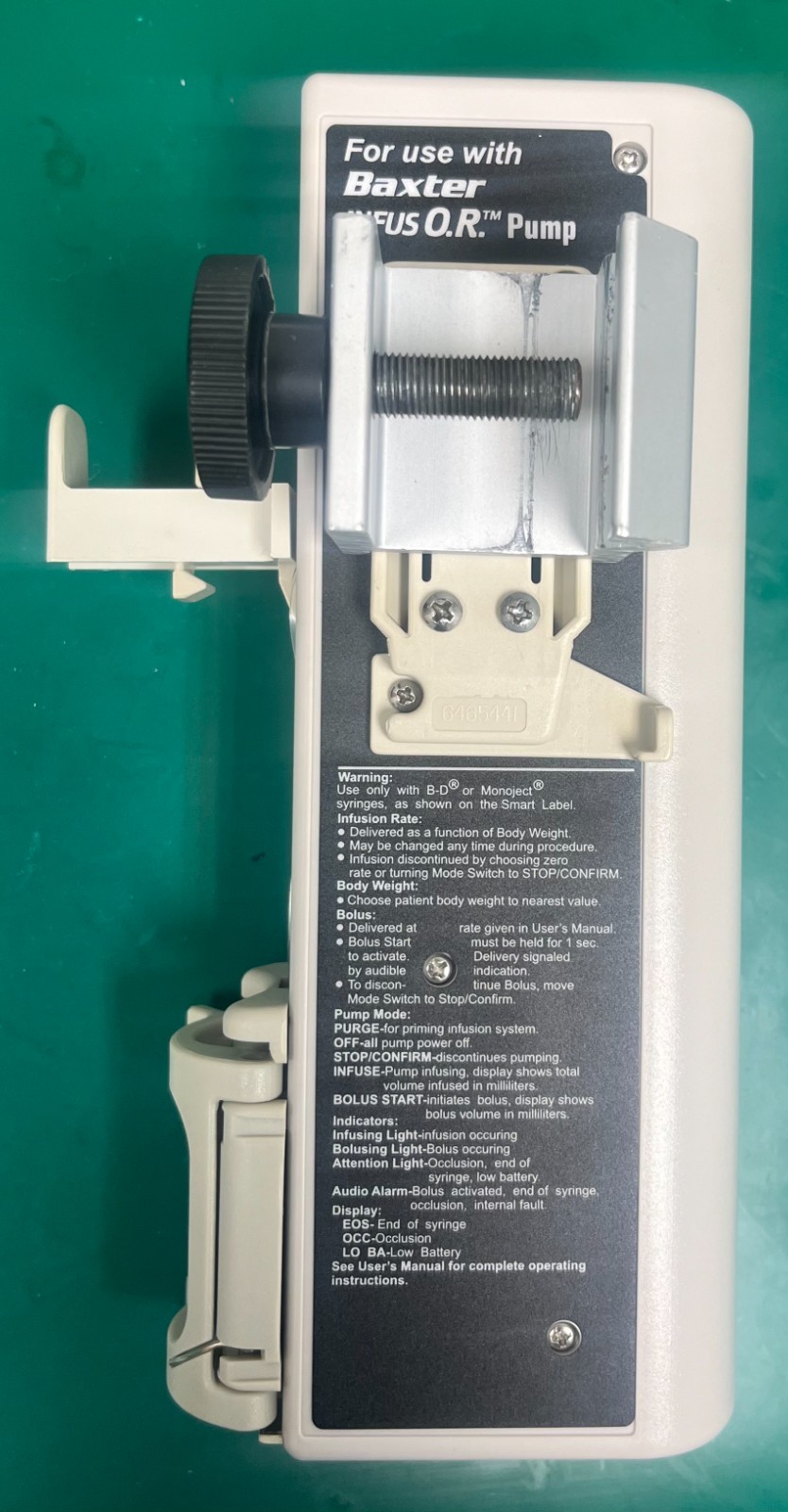 Bard/Baxter INFUS O.R. Pump Refurbished, Patient Ready, and 1 Year Warranty