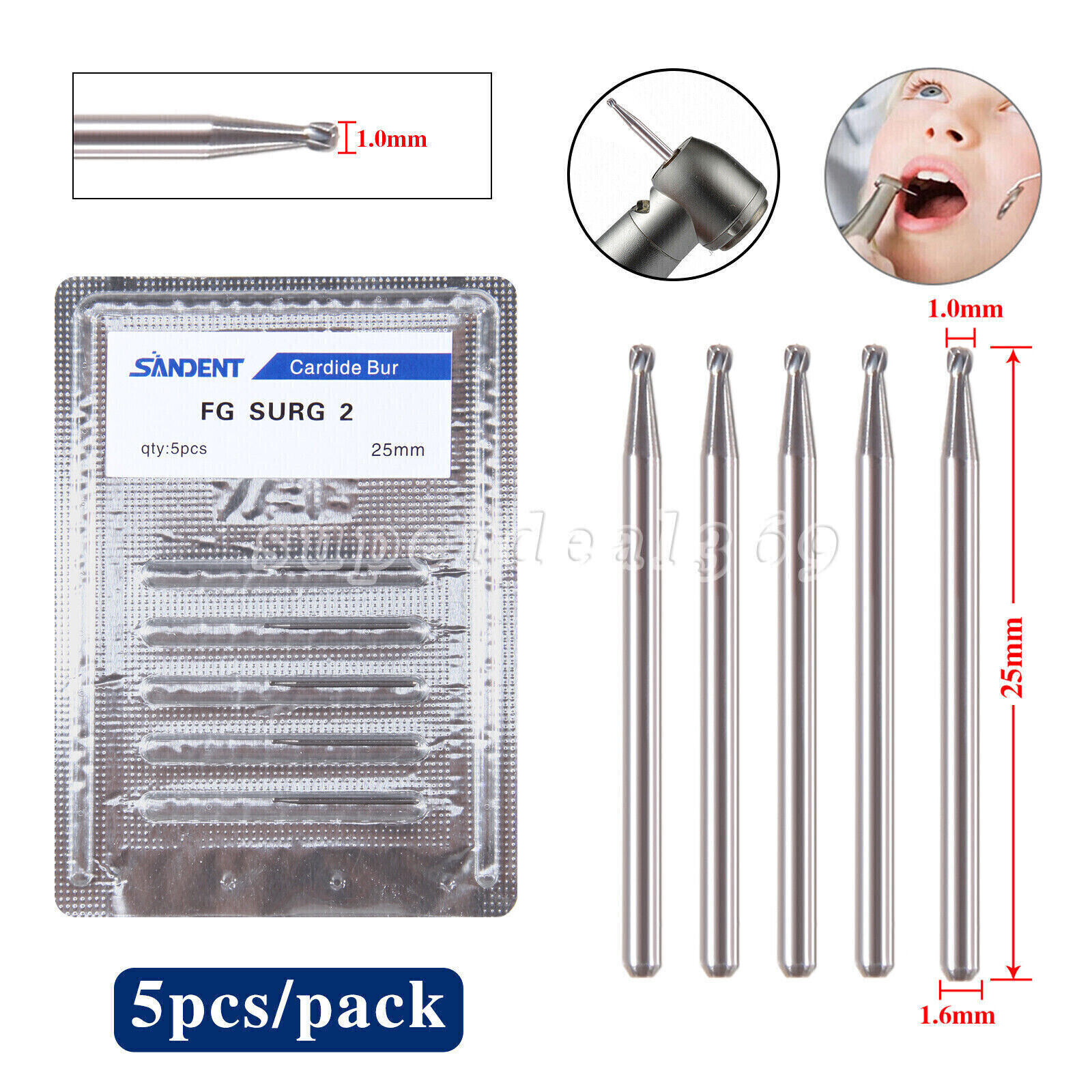 Dental Carbide Bur FG SURG 25mm Round/Straight/Pear Shape Surgical Handpiece SA