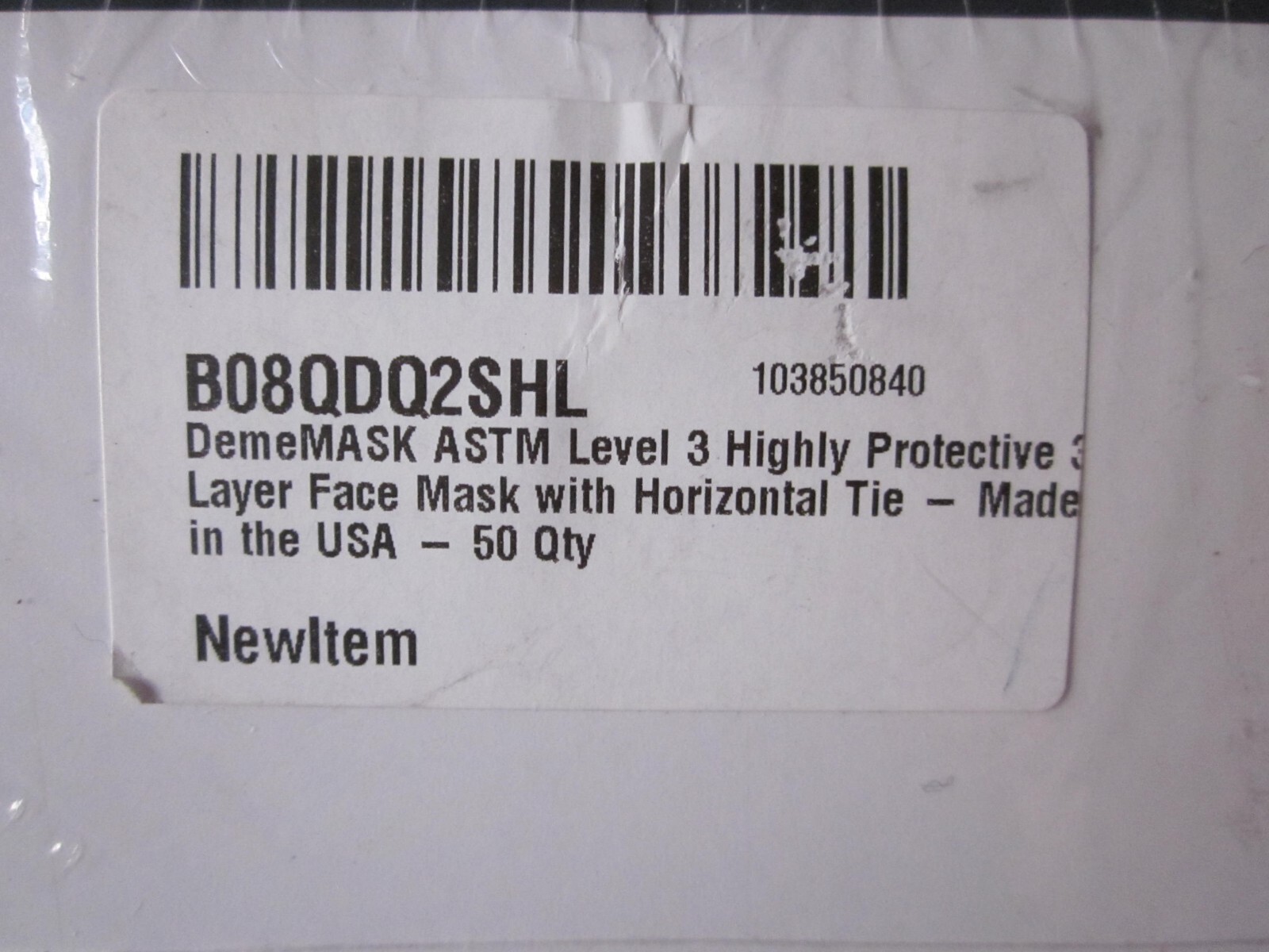 MADE IN USA DemeTECH ASTM Level 3 Protective 3-Layer Face Mask Horizontal Tie 50