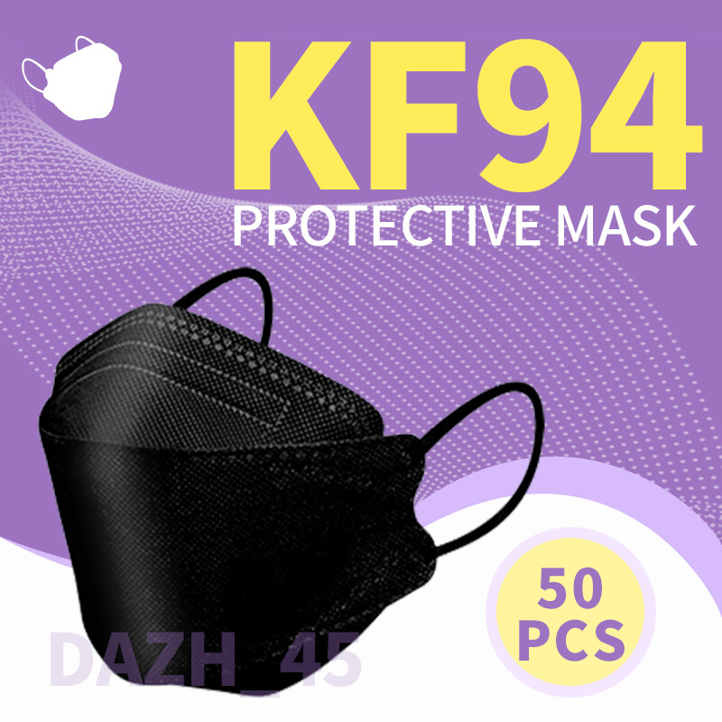 50PCS KF94 Black Face Mask Protective 4 Layer Adult Face Cover