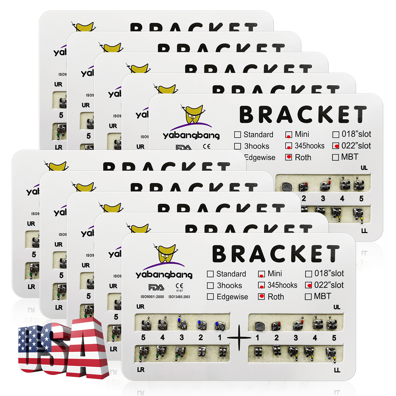 BRACKET Dental Orthodontic Braces Brackets Mini Standard Roth.022 Hooks 3 4 5