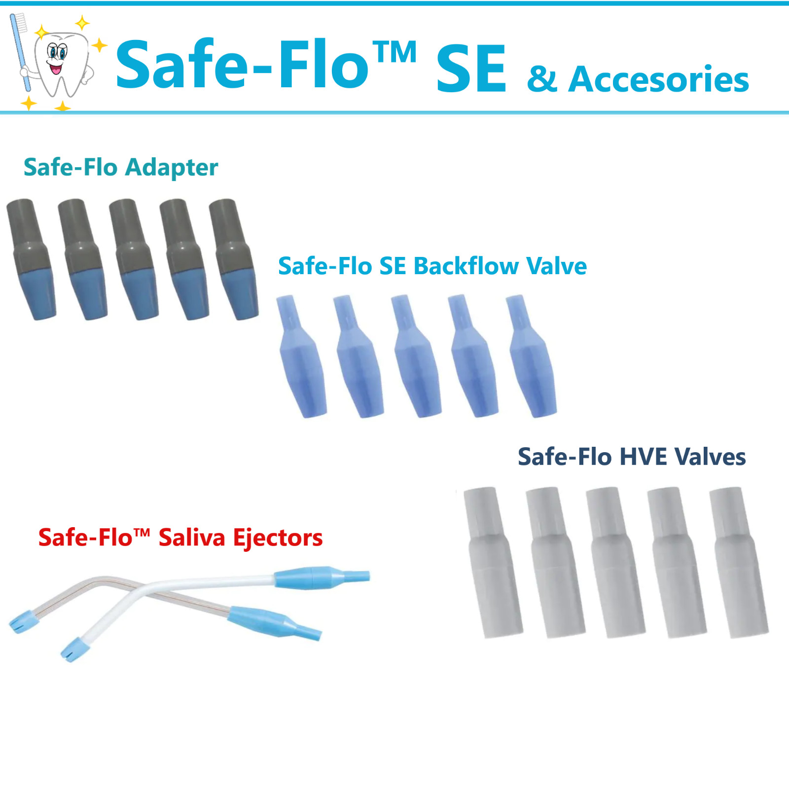 Dental Safe-Flo SE Valve CROSSTEX Safe-Flo™ HV Valve, Adapter, 100/Pkg