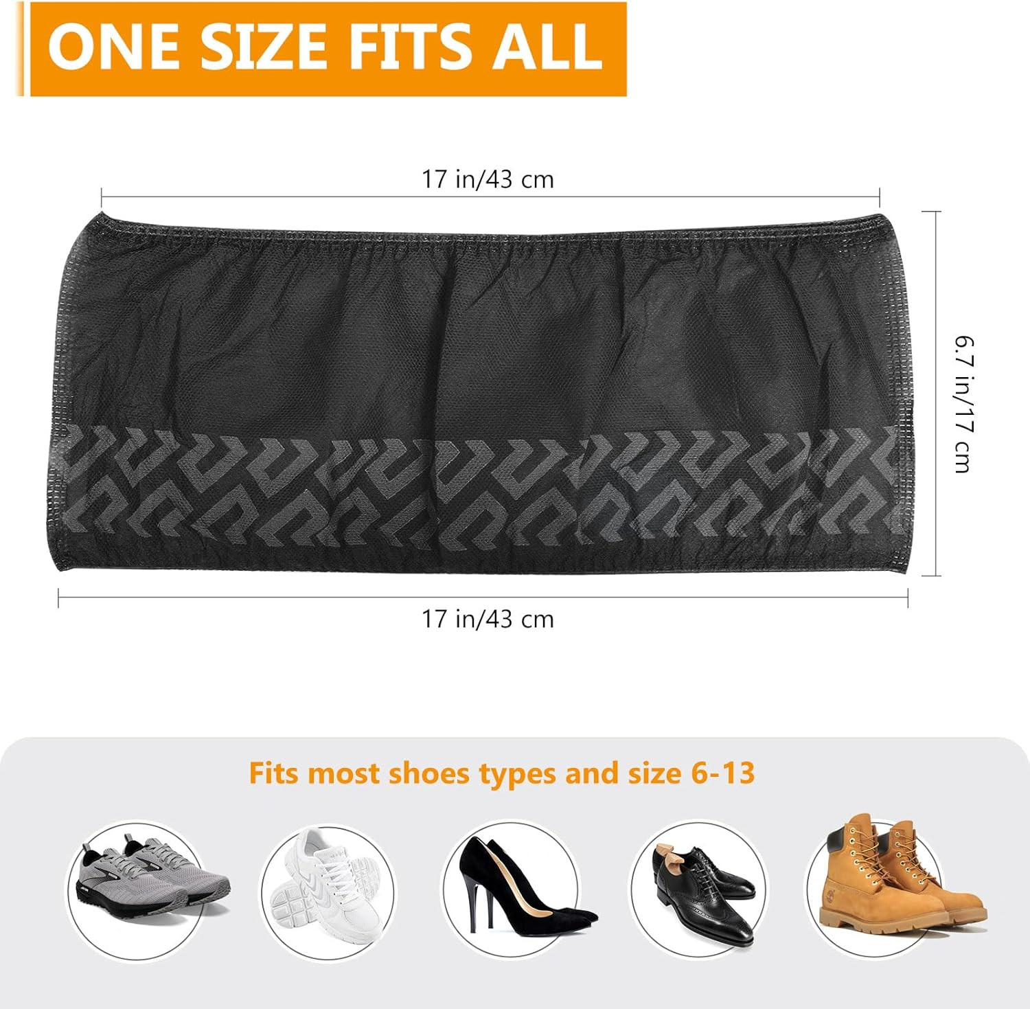 200 Pack Shoe Covers Disposable Non-Slip, Black Non-Woven Fabric Boot Covers for