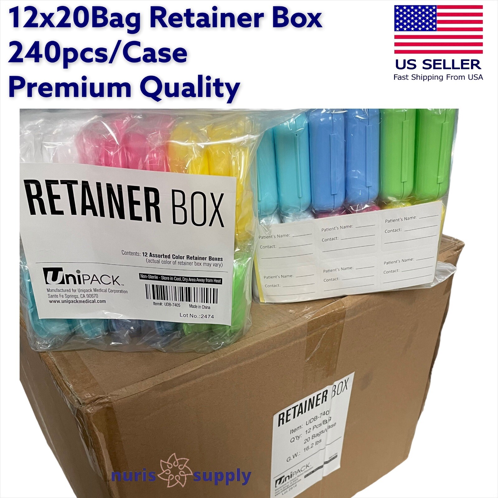 240pcs Retainer Box Dental Orthodontic Mouthguard Box Asstd. Colors Best Price!