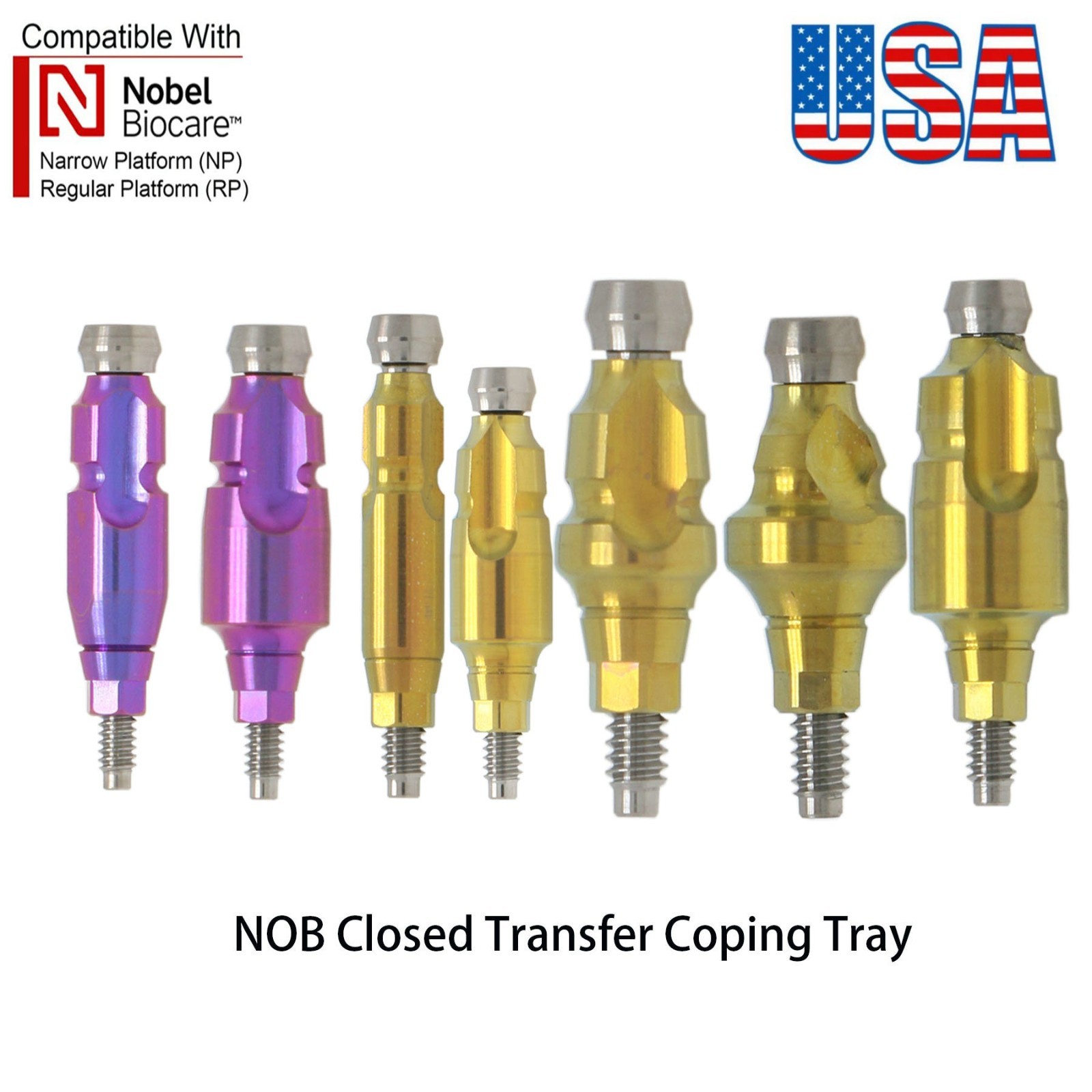 US Dental Nobel Active NP/RP Impression Transfer Coping Open Close Tray Analog