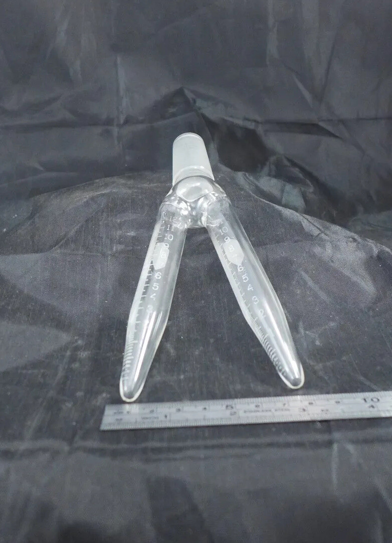 Distillation collection tube, dual 12ml tubes, 24/40 ST inner/male