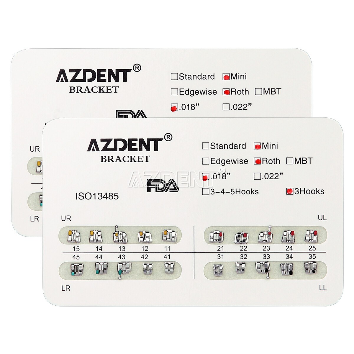 Dental Orthodontic Metal Brackets Braces Mini/Standard Roth/MBT 022/018 AZDENT