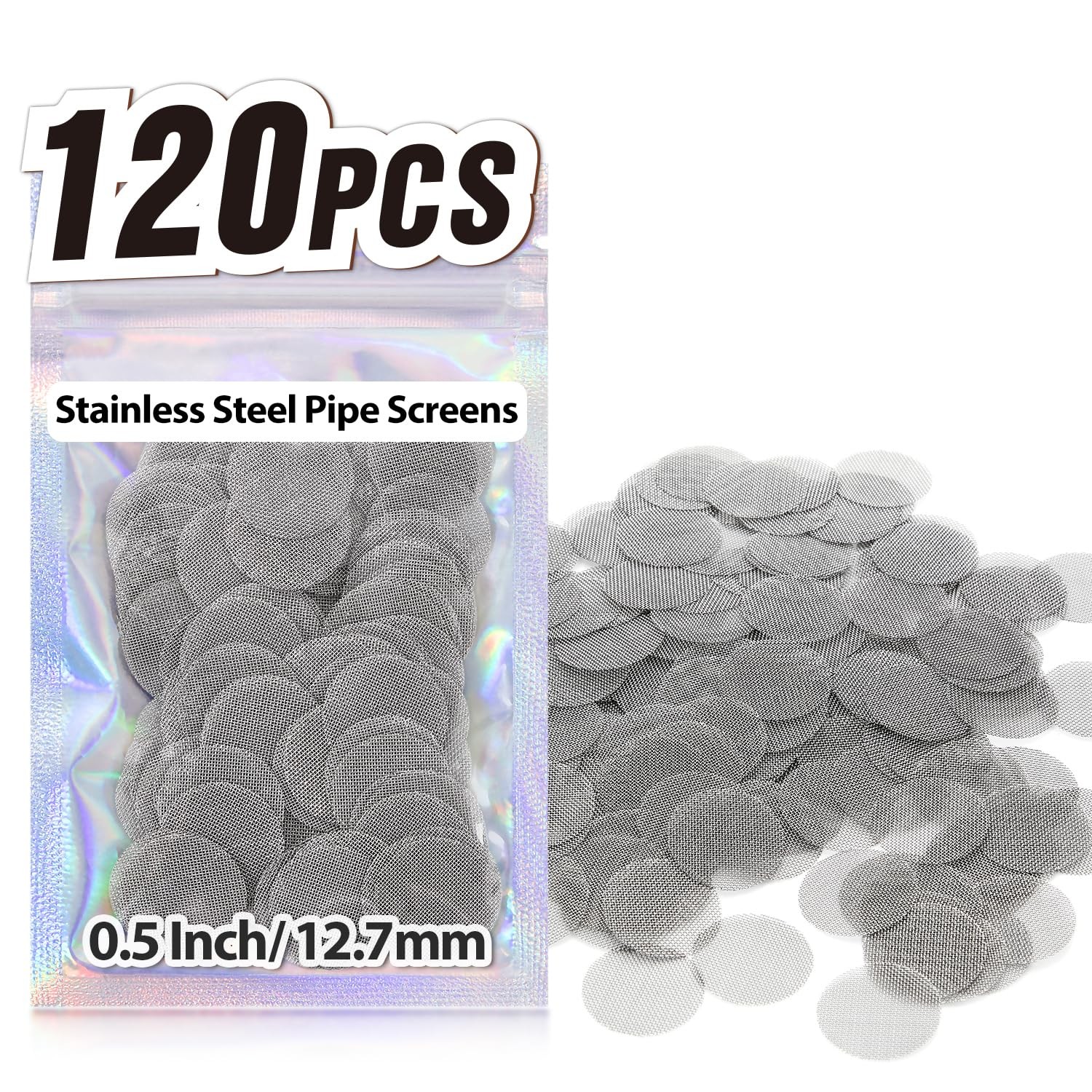Pipe Screens 120pcs 1/2 Inch 12.7mm Stainless Steel Screen, 0.5 120Pcs