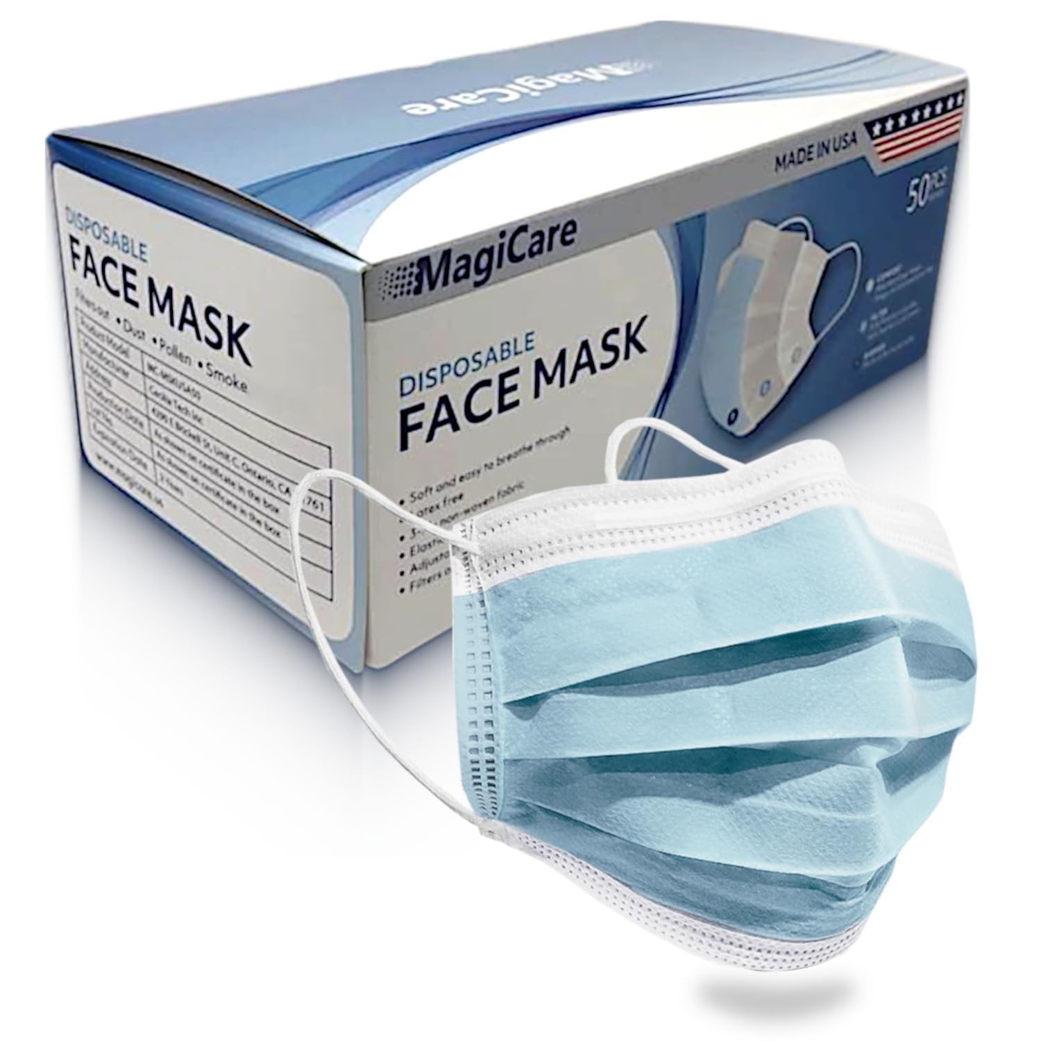 USA Blue Face Mask, Disposable – Face Masks Medical Grade (ASTM Level 1), 3 P…