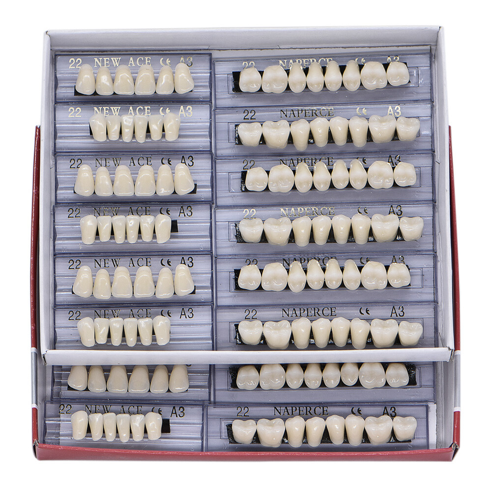 168PC Acrylic Resin Denture #22 Dental Upper Lower Shade A3 Teeth Set US