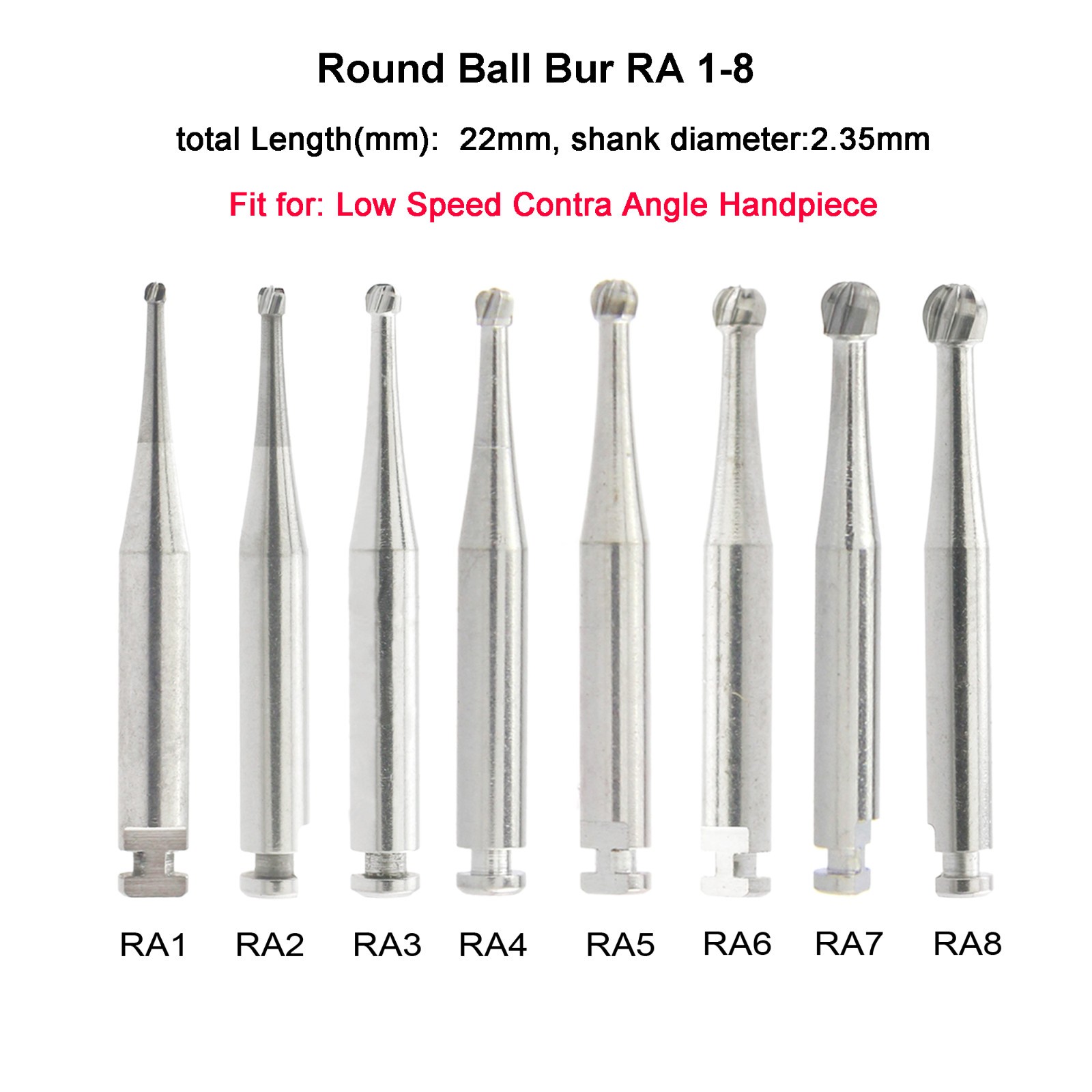 WAVE Dental Carbide Latch Burs Long Round Ball RA SURG Bur Contra Angle 22/26mm