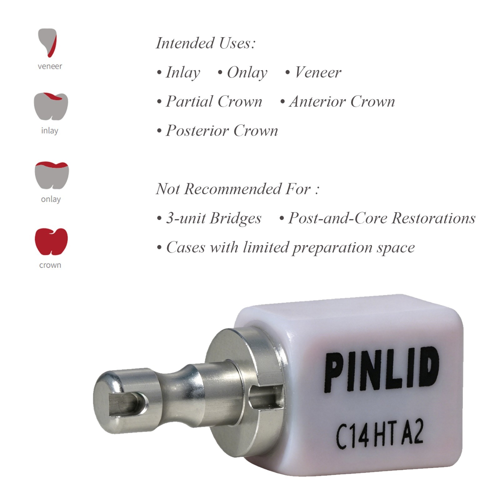 US C14 HT-A2 Crown Veneer Dental Lithium Disilicate Blocks Emax CAD/CAM CEREC