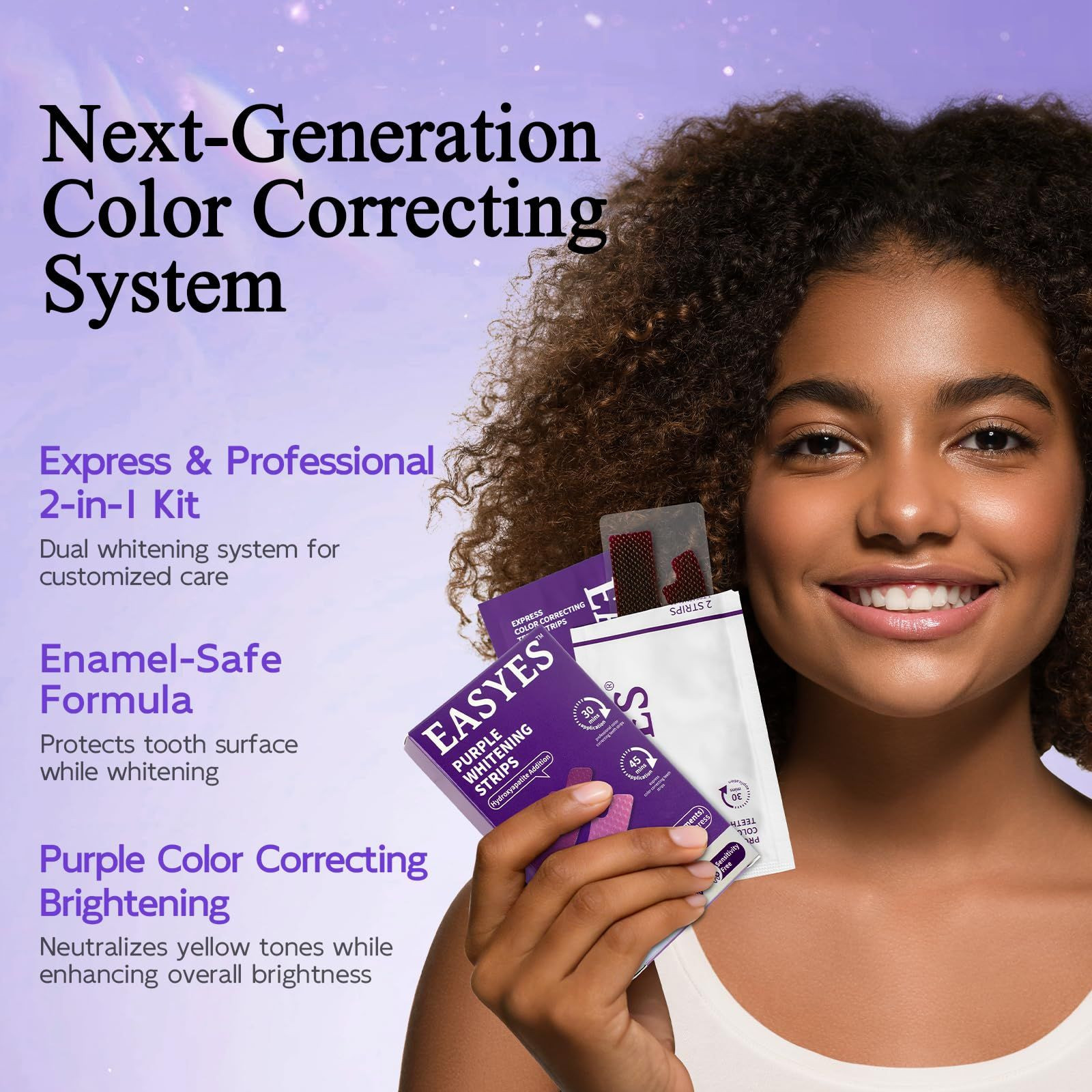 EASYES Purple Teeth Whitening Strips, Color 1 Count (Pack of 14),