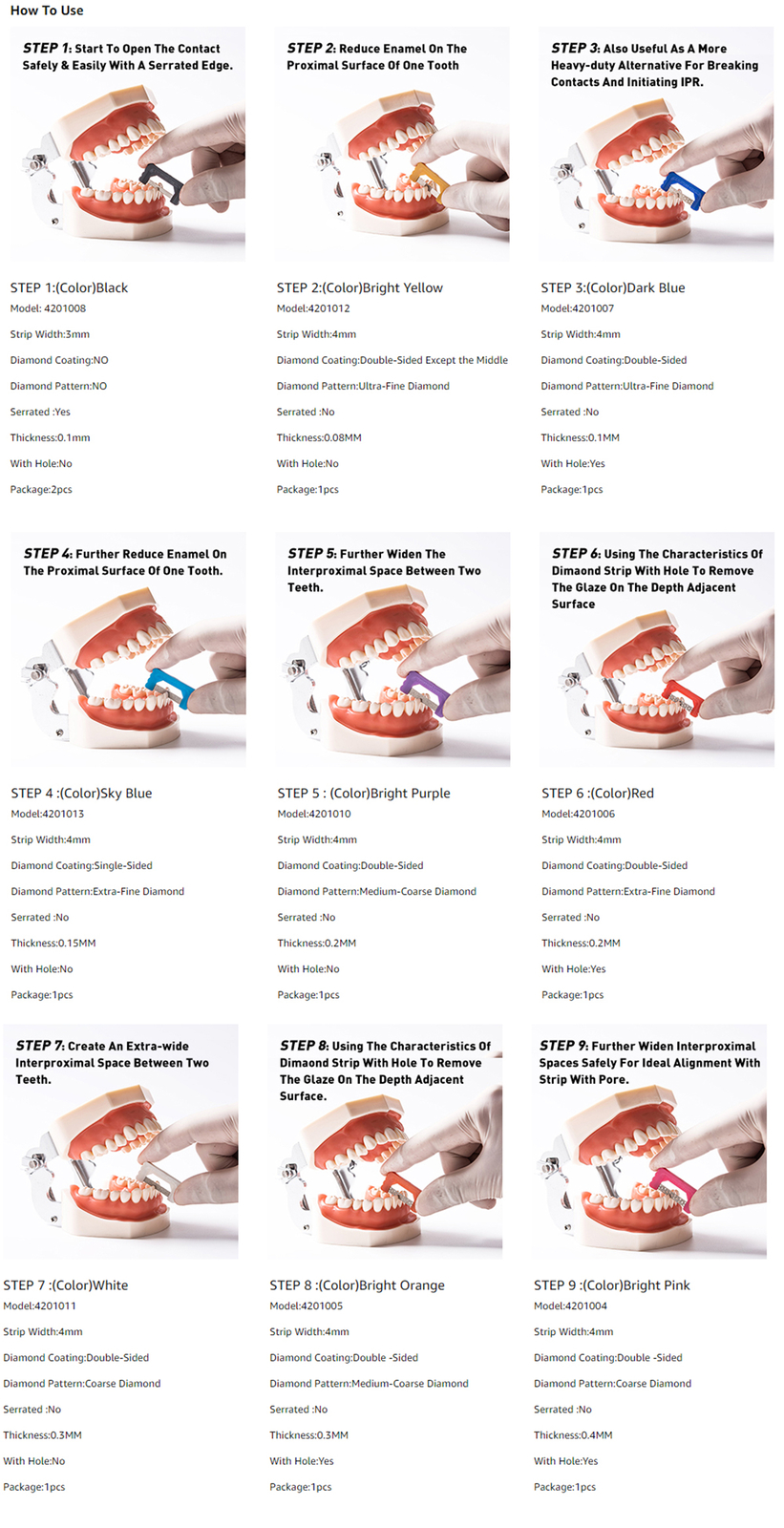 Dental Orthodontic Interproximal IPR IR Reduction Polishing Saw Enamel Strip Tip