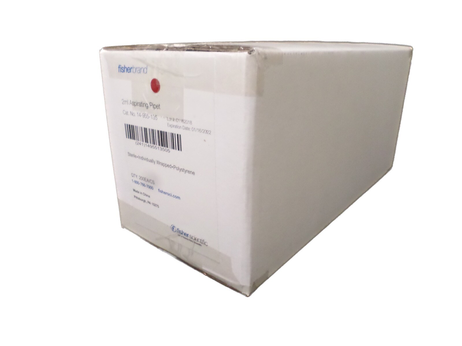 FISHERBRAND Polystyrene 2mL Individual Aspirating Pipette 14-955-135 (200/cs)