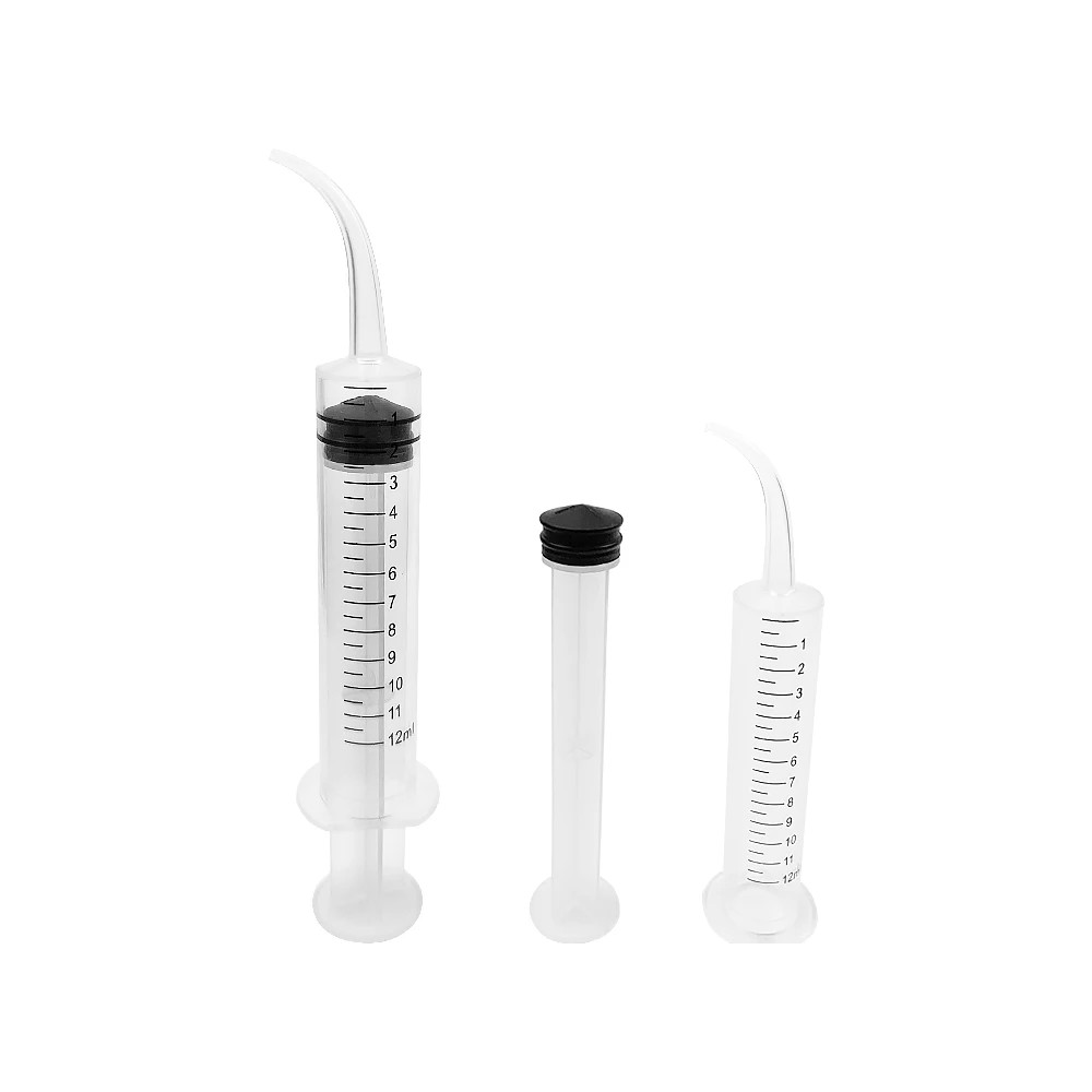 5Pcs Dental Disposable Irrigation Syringe with Curved Tip 12Ml for Dentist Use D