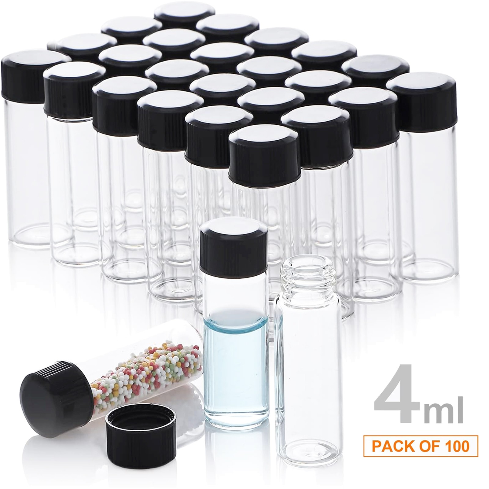 4/10/30ml Glass Vials Clear Sample Vials Lab vials Small Vial with Screw Cap 500