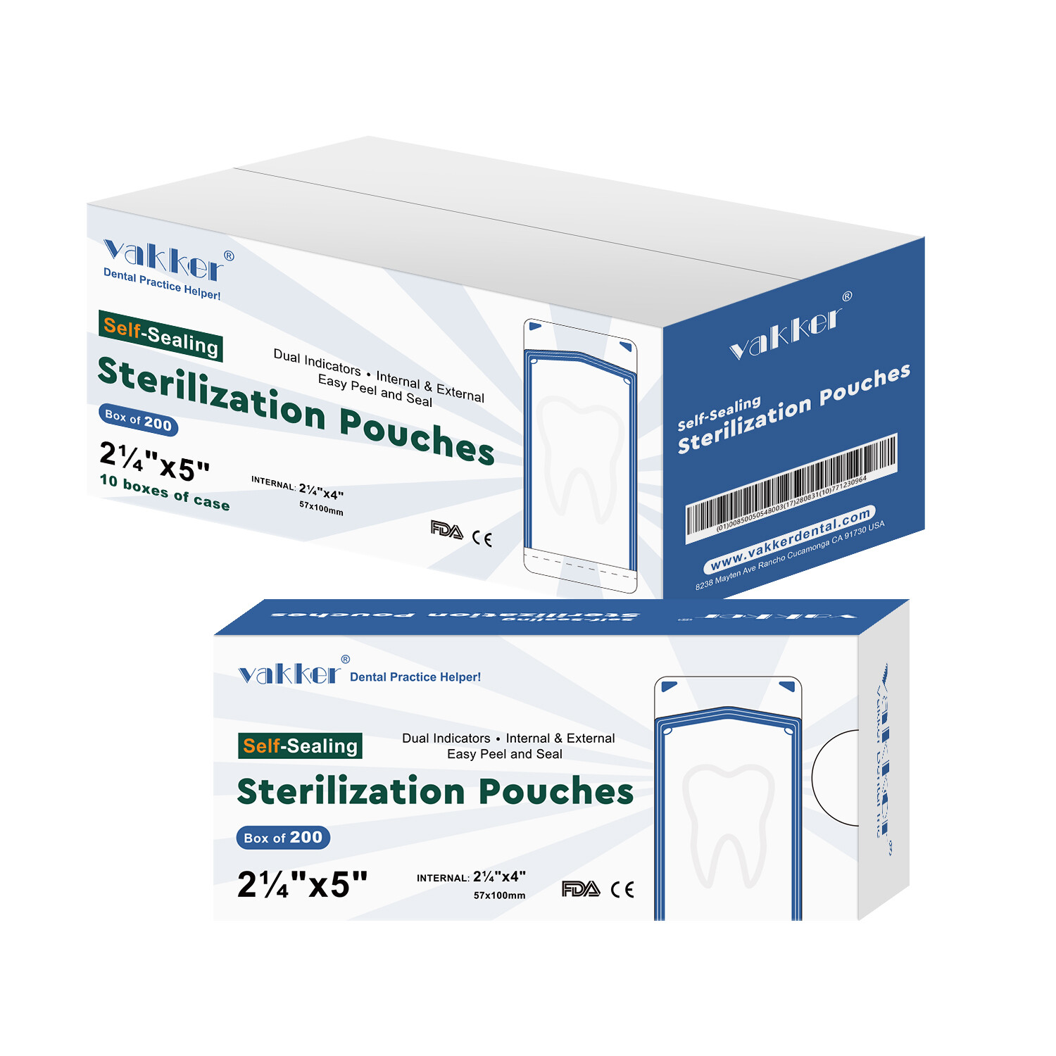 Vakker 400pc 2.25″ x 5″ Dental Self Sealing Sterilization Pouches Autoclave Bags