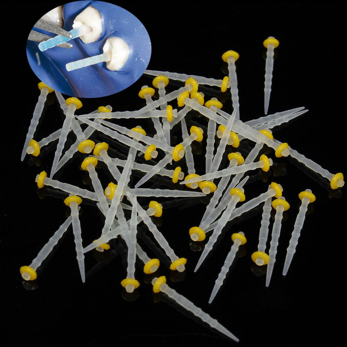 5 Boxes Dental Fiber Post Resin Quartz Glass Material Screw Thread 1.2mm Yellow
