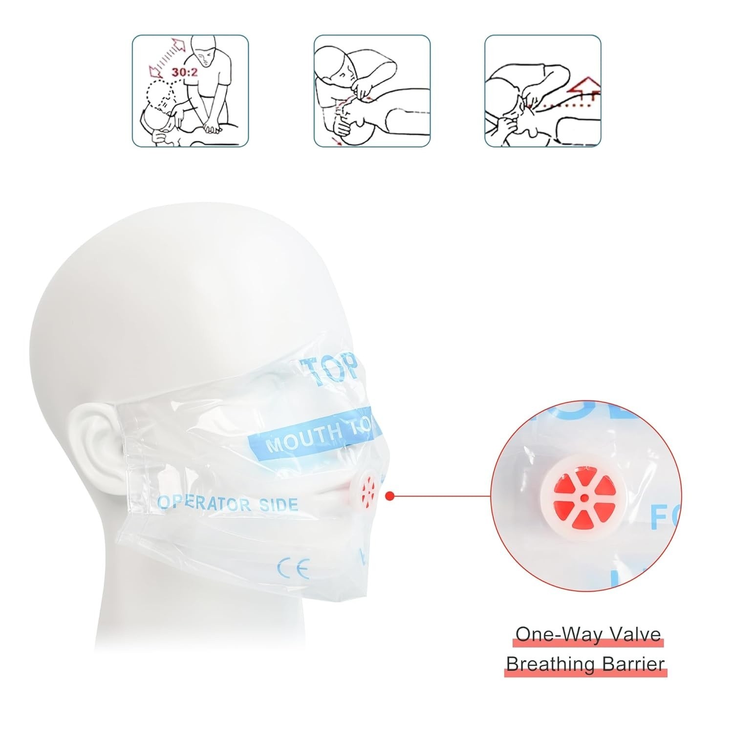 50 Pack CPR Pocket Mask, CPR Face Shield For Keychain One-Way CPR Emergency Face
