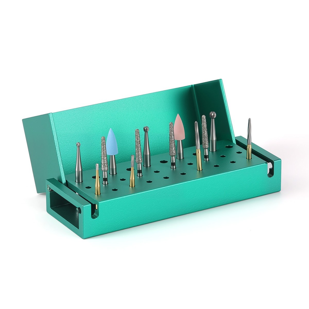 30 Holes Dental Bur Block Holder Disinfection Sterilization Box for RA FG Burs
