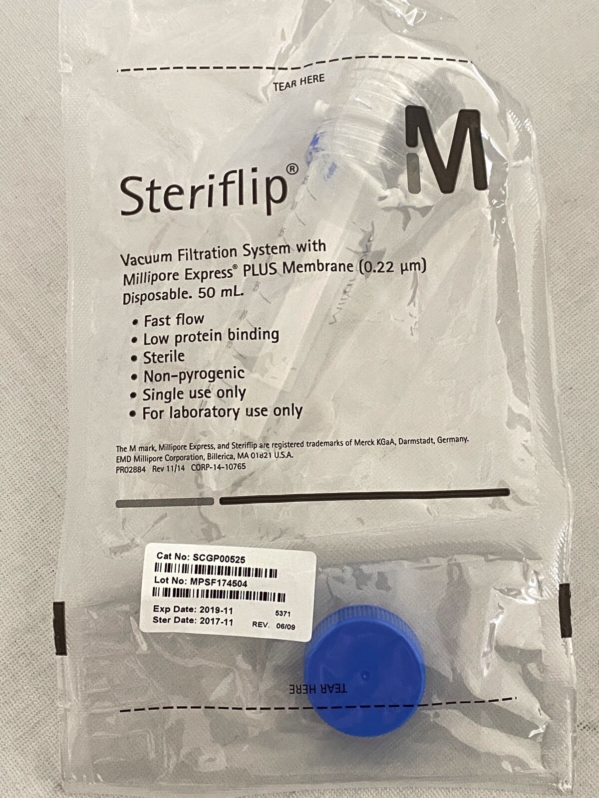 (18) MILLIPORE Steriflip 50mL Centrifuge Tube Top Vacuum Filter Unit 0.22 0.45um