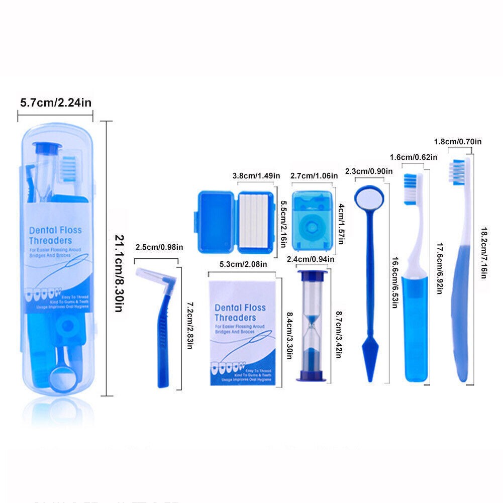 7 Pcs/Box Dental Teeth Oral Cleaning Care Orthodontic Kits Brush Floss 4 Colors