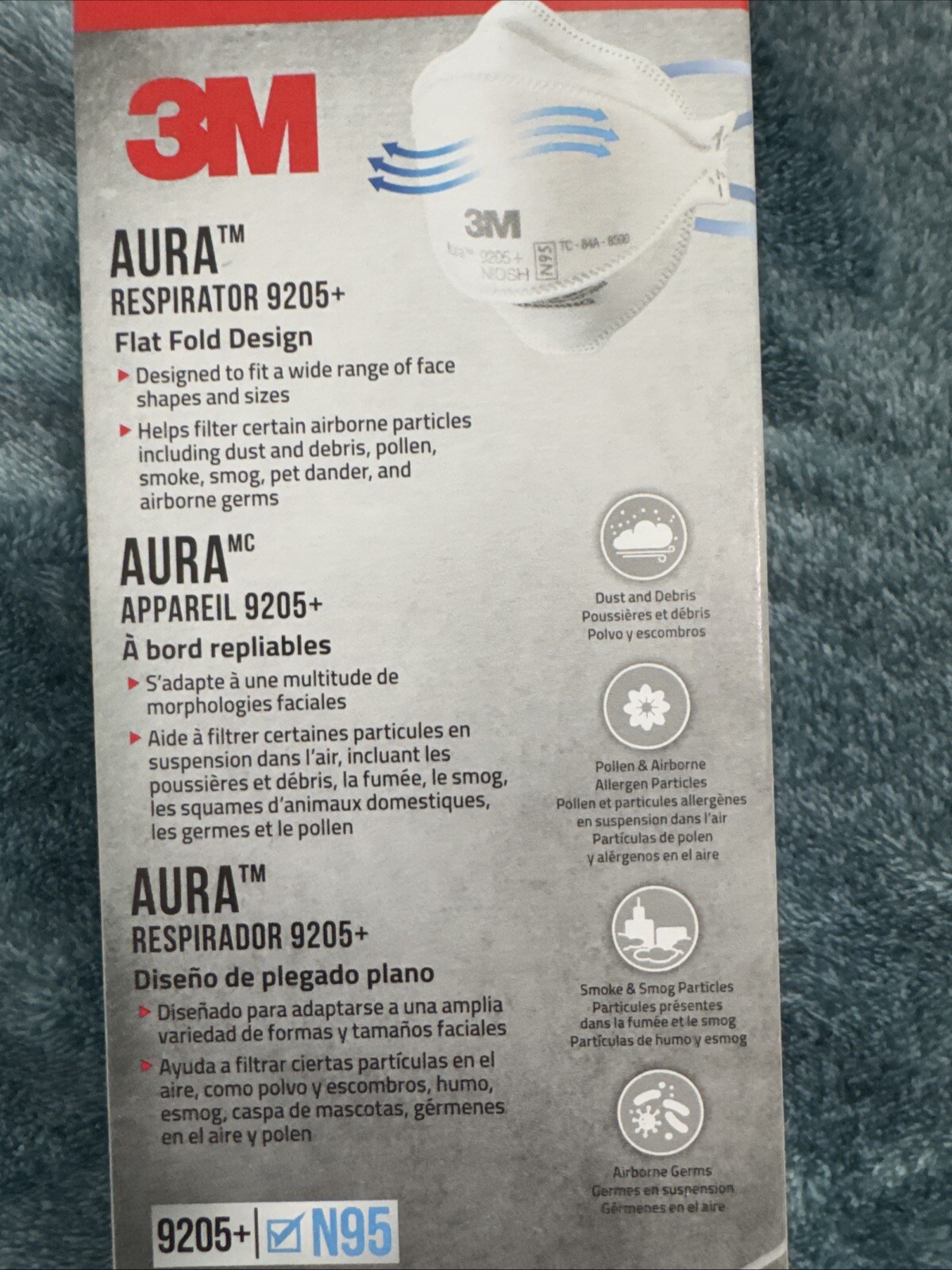 3M Aura 9205 N 95 Particulate Respirator Face Mask – White (Pack Of 3)