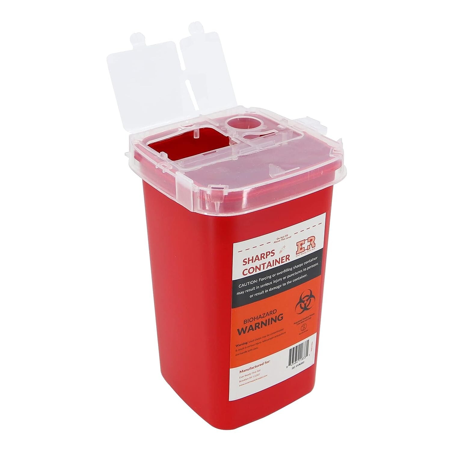 Ever Ready EVR202 Sharps Container Waste Disposal 1 Quarts / 32oz – RED 3PCS