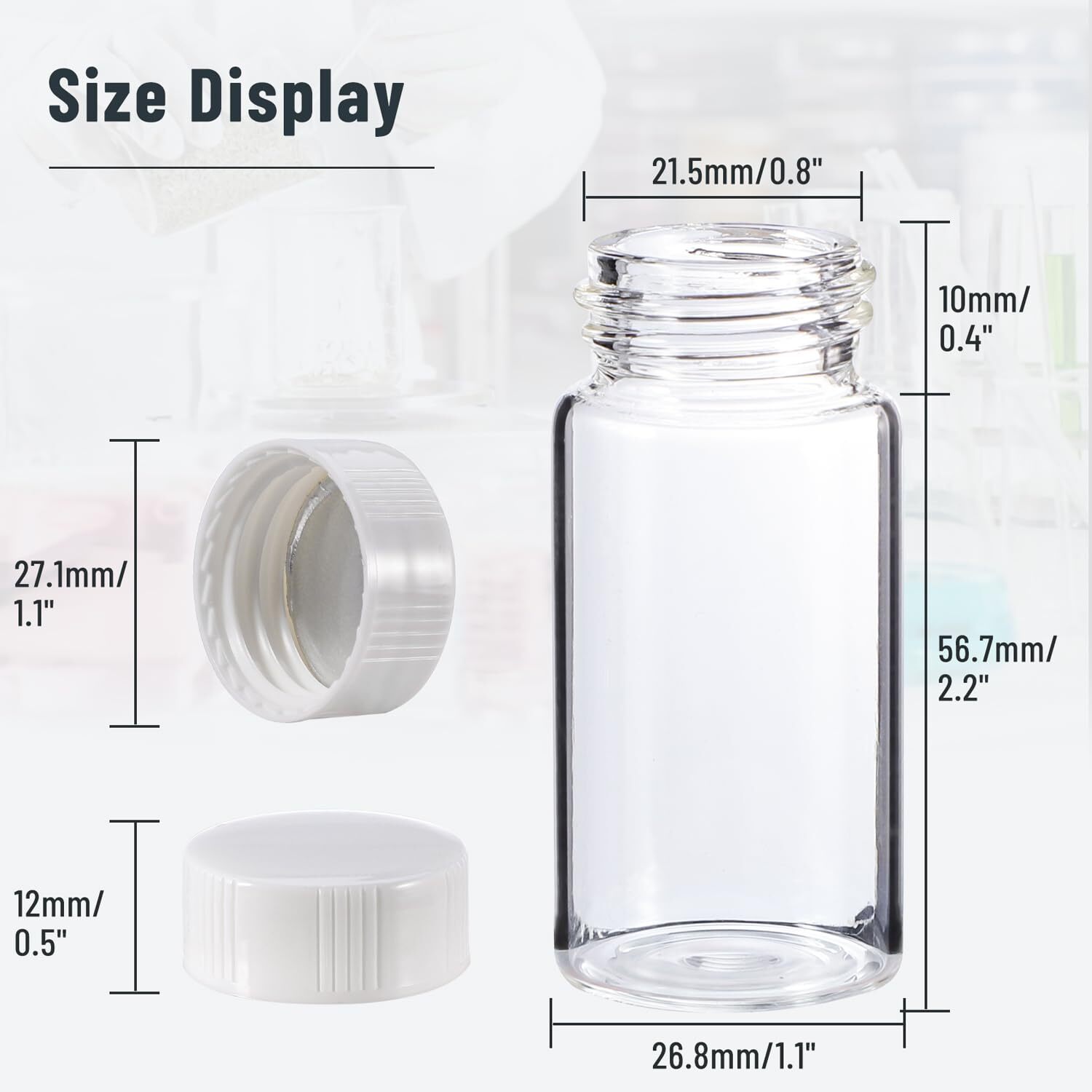 20ML Scintillation Vials 100PCS Lab Borosilicate Glass Liquid Scintillation Vial
